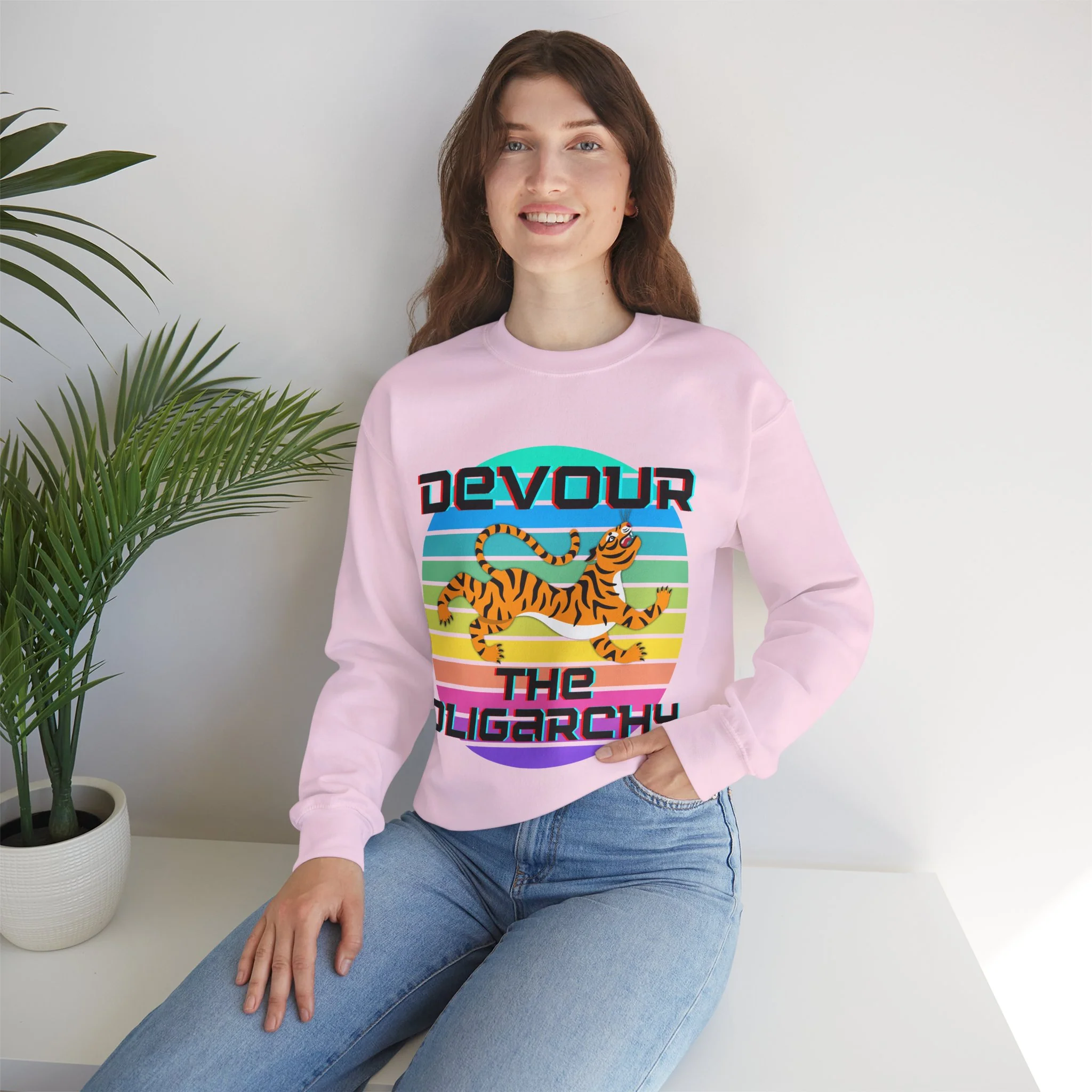 Devour the Oligarchy Unisex Heavy Blend™ Crewneck Sweatshirt | Funny Political Pullover [Sizes S-5X] - Image 9