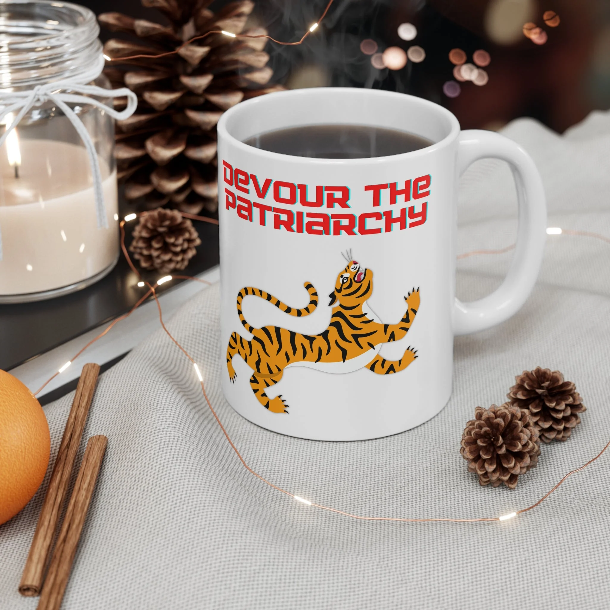 Devour the Patriarchy Feminist 🐅 Ceramic Mug 11oz - Image 5
