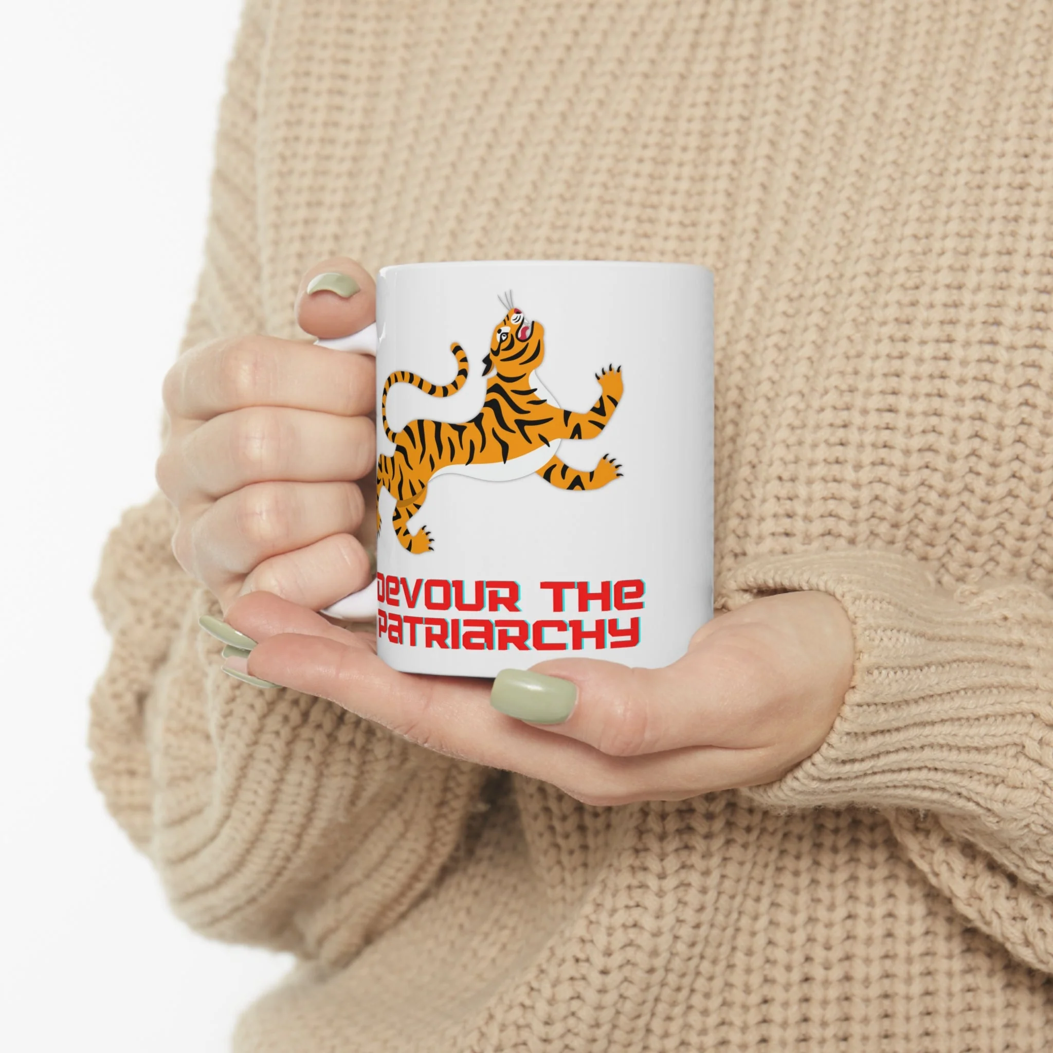 Devour the Patriarchy Feminist 🐅 Ceramic Mug 11oz - Image 8
