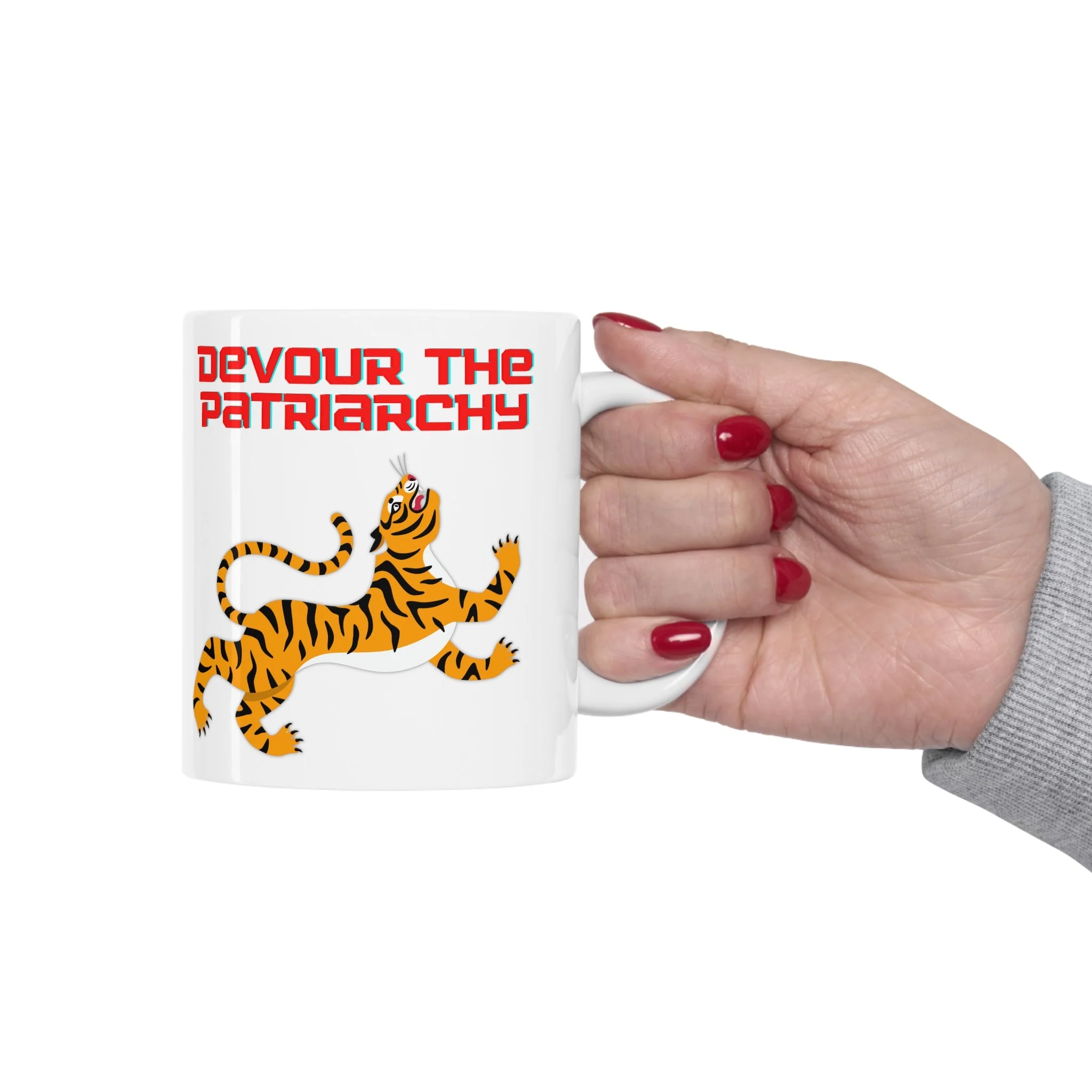Devour the Patriarchy Feminist 🐅 Ceramic Mug 11oz - Image 9