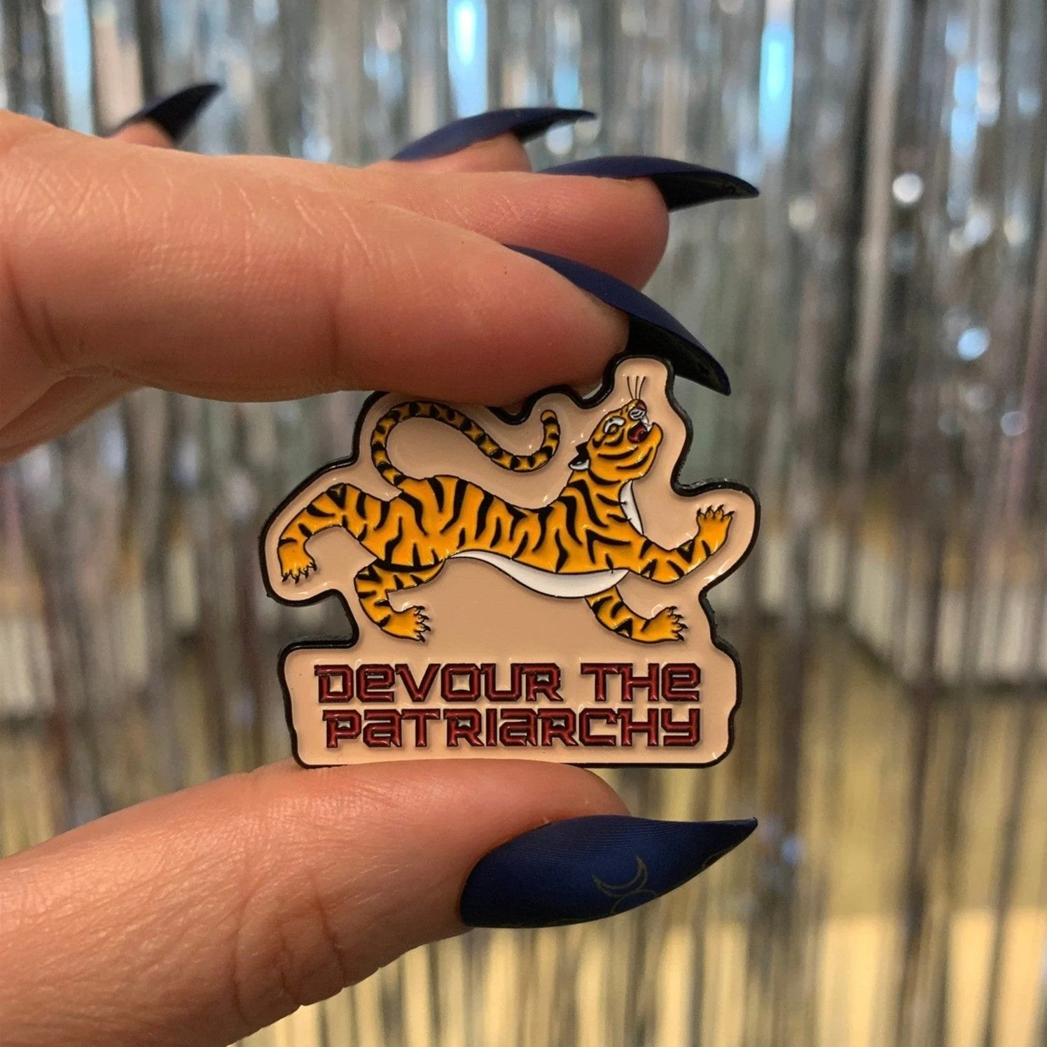 Devour the Patriarchy Feminist Tiger Enamel Pin, Lapel Pin - Image 10
