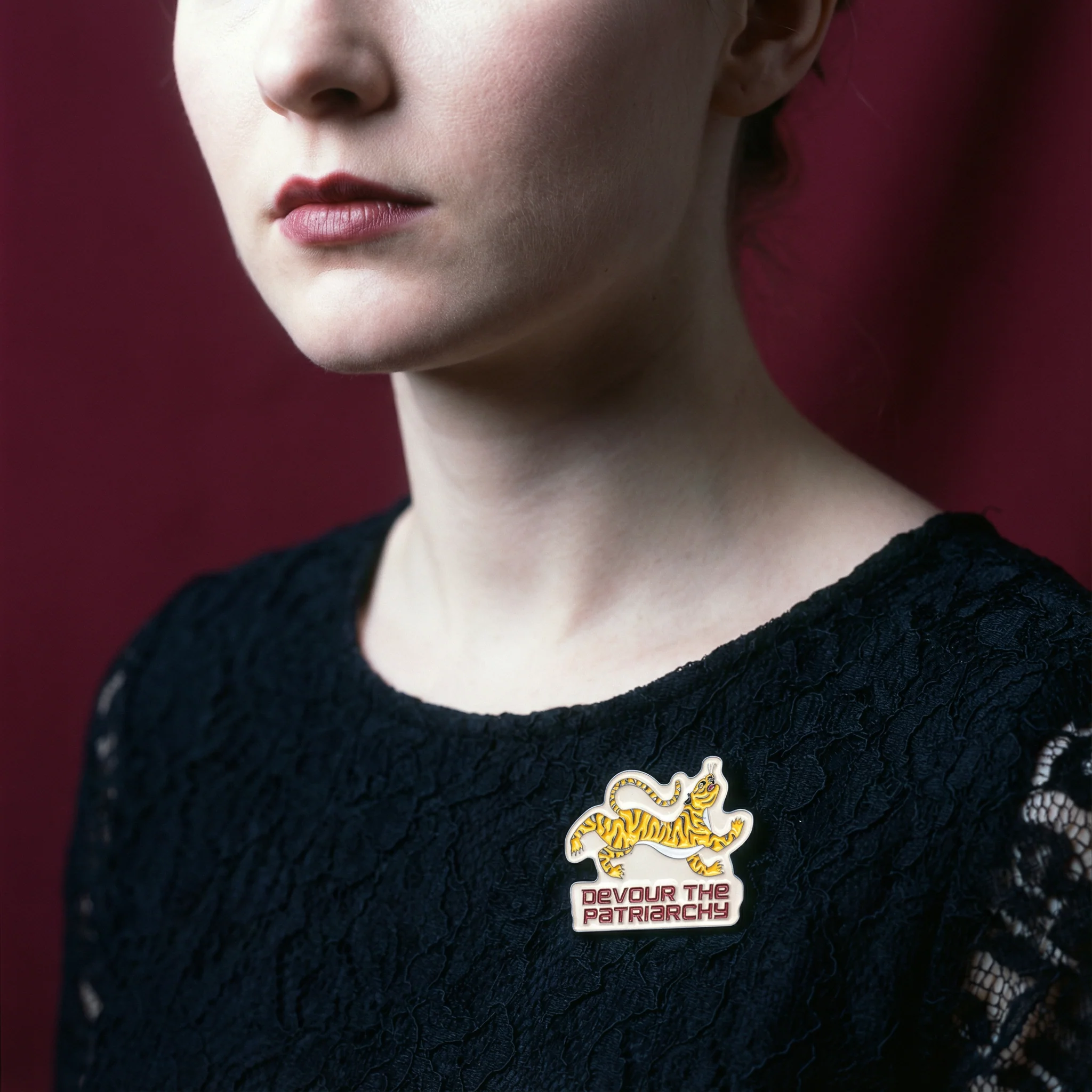 Devour the Patriarchy Feminist Tiger Enamel Pin, Lapel Pin - Image 3