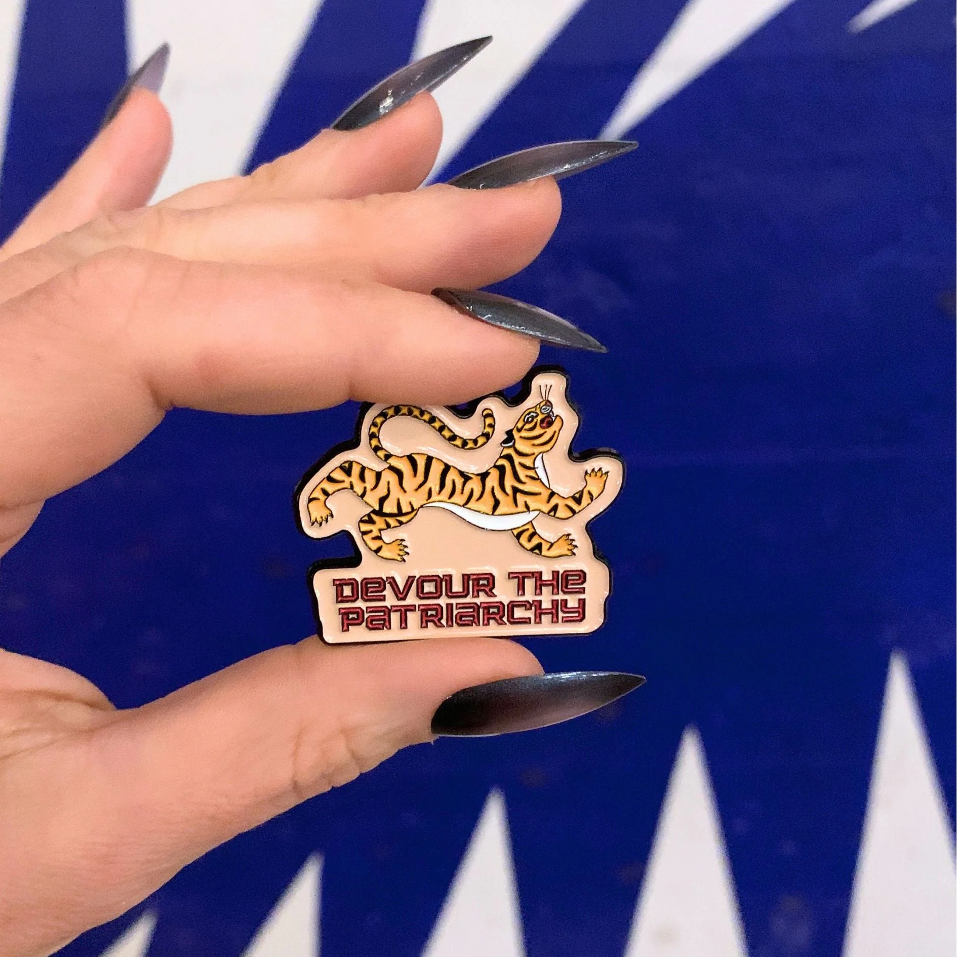 Devour the Patriarchy Feminist Tiger Enamel Pin, Lapel Pin - Image 5