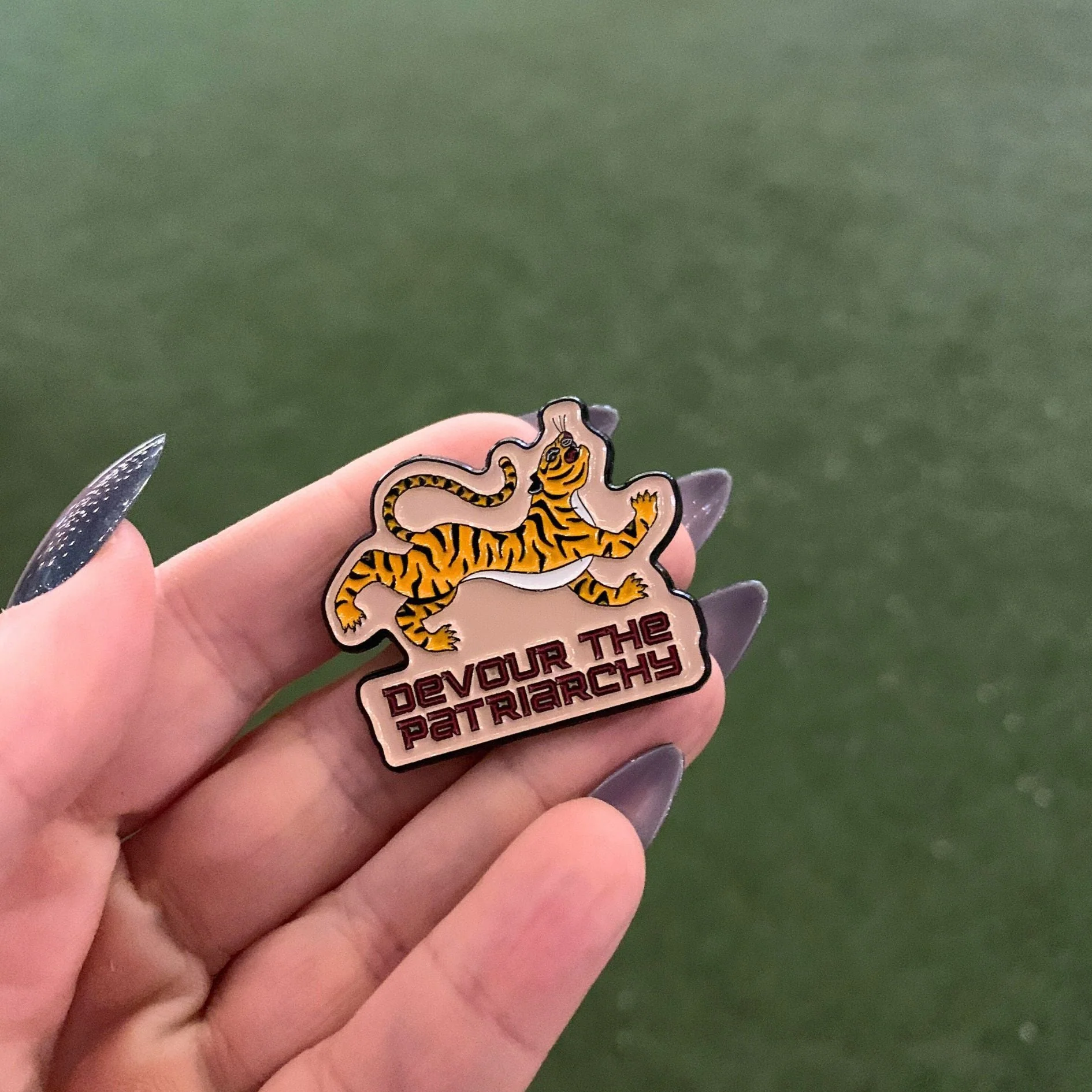 Devour the Patriarchy Feminist Tiger Enamel Pin, Lapel Pin - Image 6