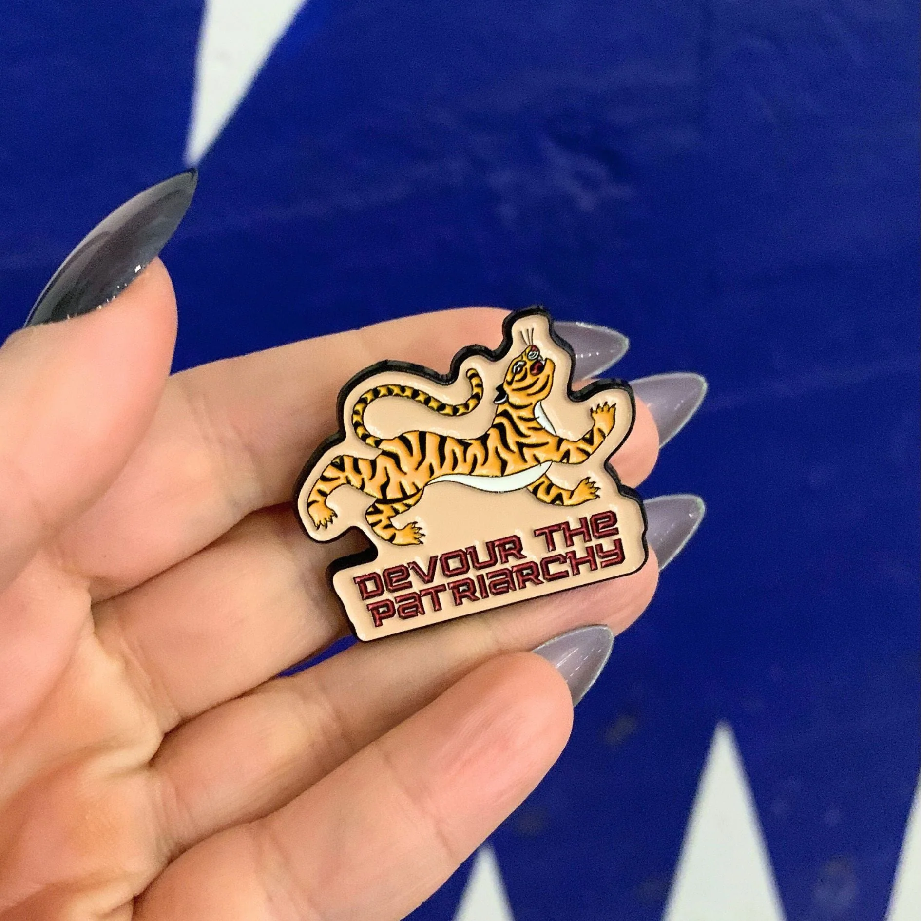 Devour the Patriarchy Feminist Tiger Enamel Pin, Lapel Pin - Image 9