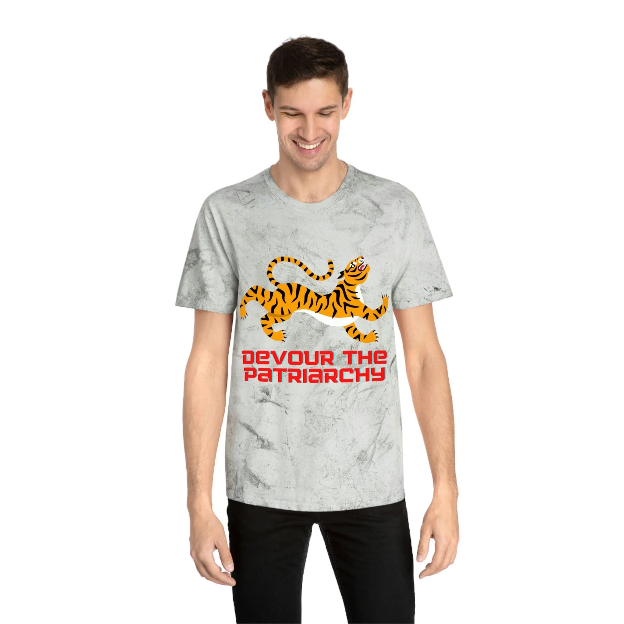 Devour the Patriarchy Feminist Tiger Unisex Color Blast T-Shirt - Image 11