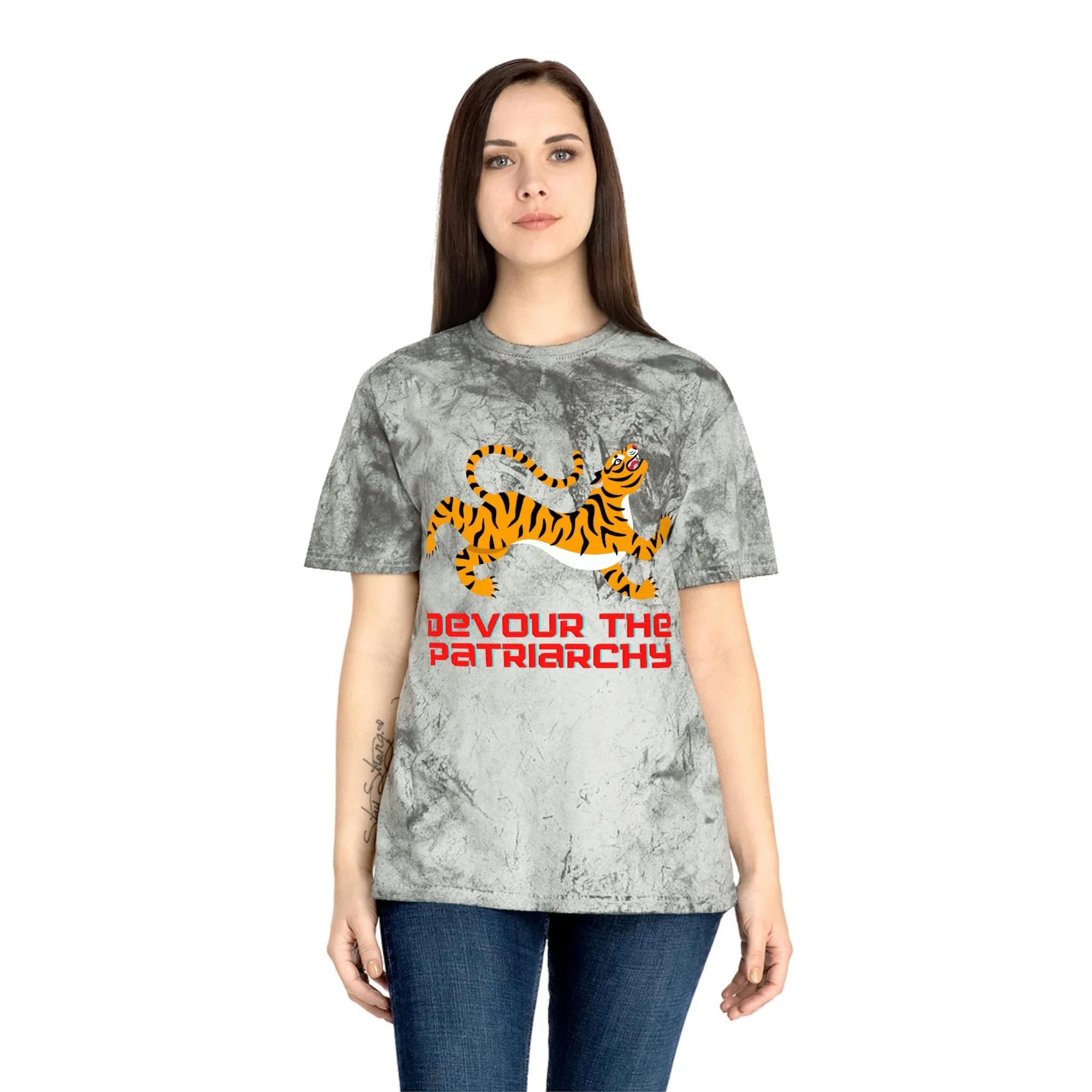 Devour the Patriarchy Feminist Tiger Unisex Color Blast T-Shirt - Image 12