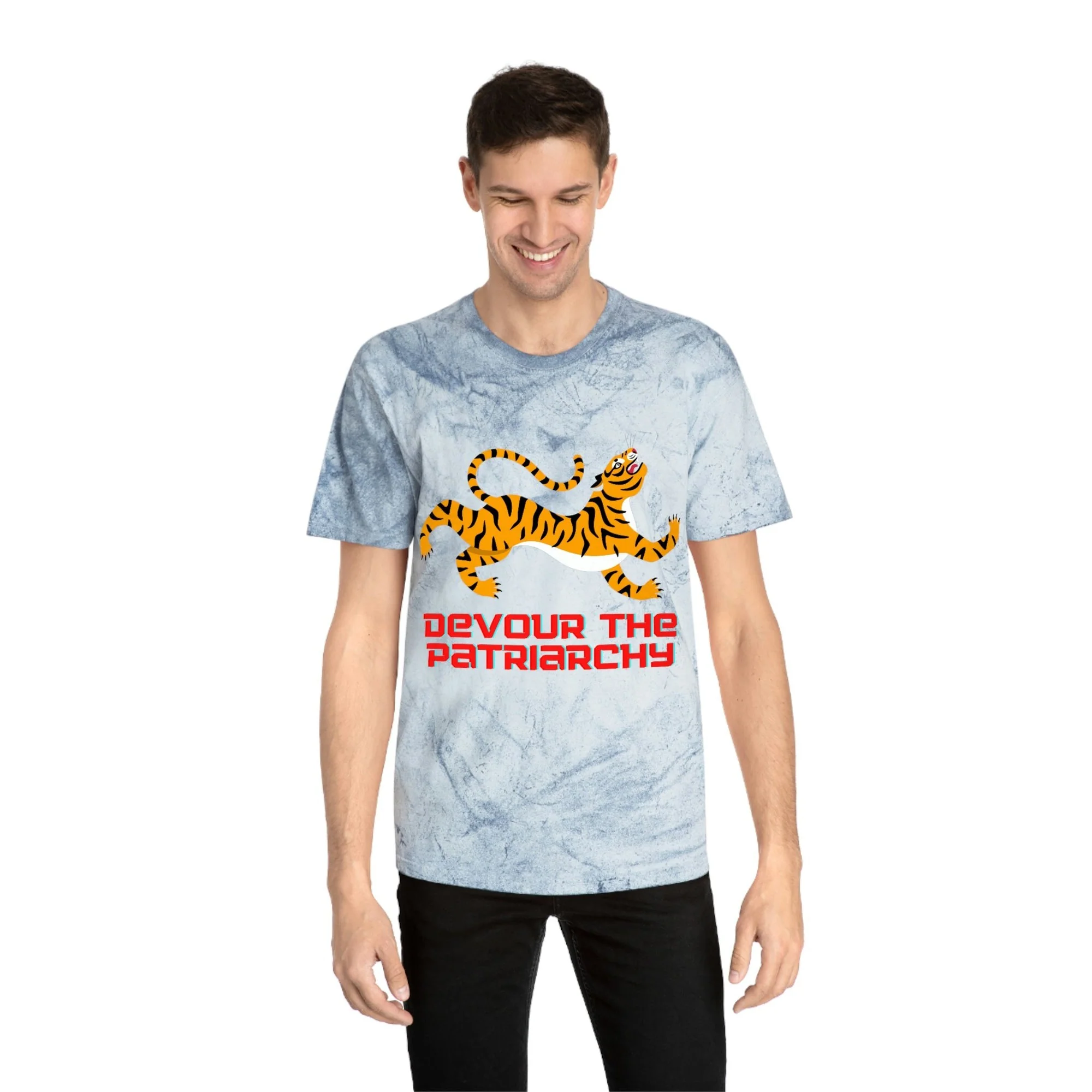 Devour the Patriarchy Feminist Tiger Unisex Color Blast T-Shirt - Image 15