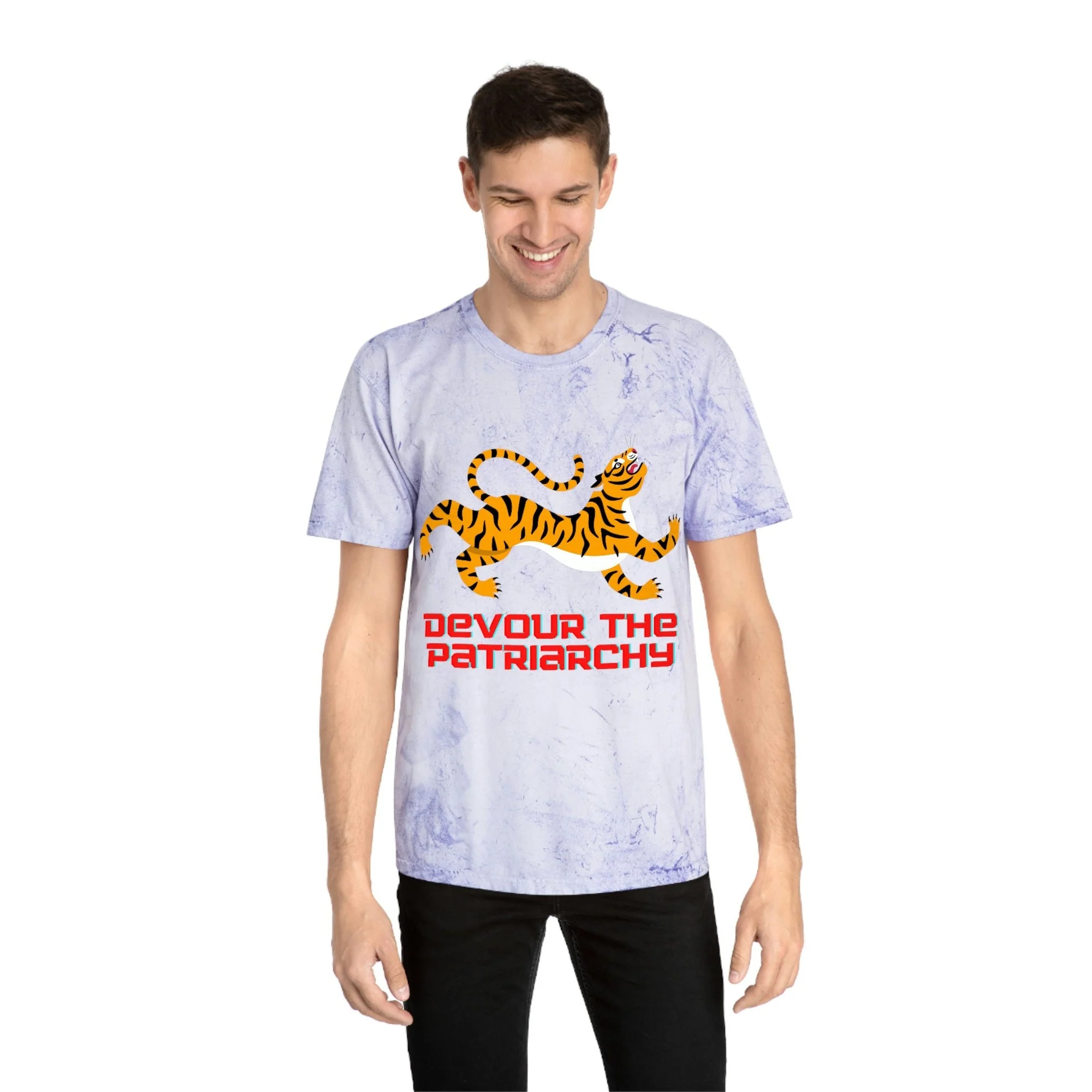 Devour the Patriarchy Feminist Tiger Unisex Color Blast T-Shirt - Image 19