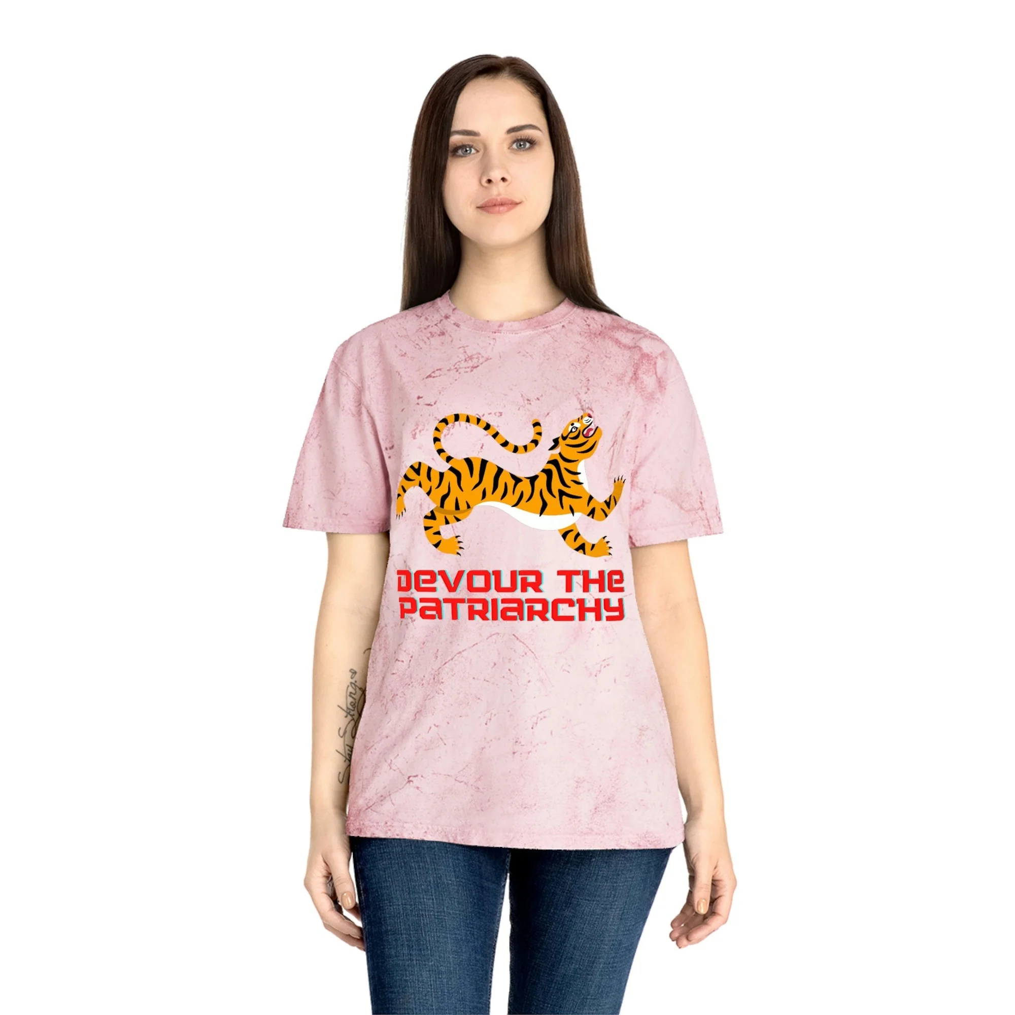 Devour the Patriarchy Feminist Tiger Unisex Color Blast T-Shirt - Image 24