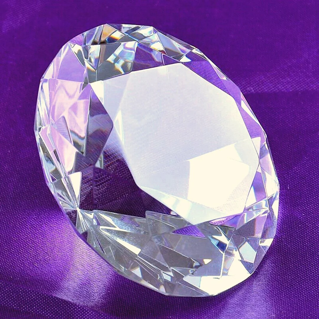 Diamond Bauble Paperweight | Cut Glass | 2.4" Diameter - Image 3