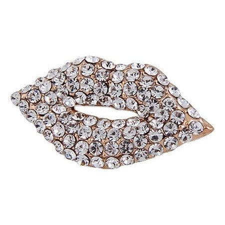 Diamond Kiss Lapel Pin | 0.9" Glam Rhinestone Gold Pin Brooch - Image 2