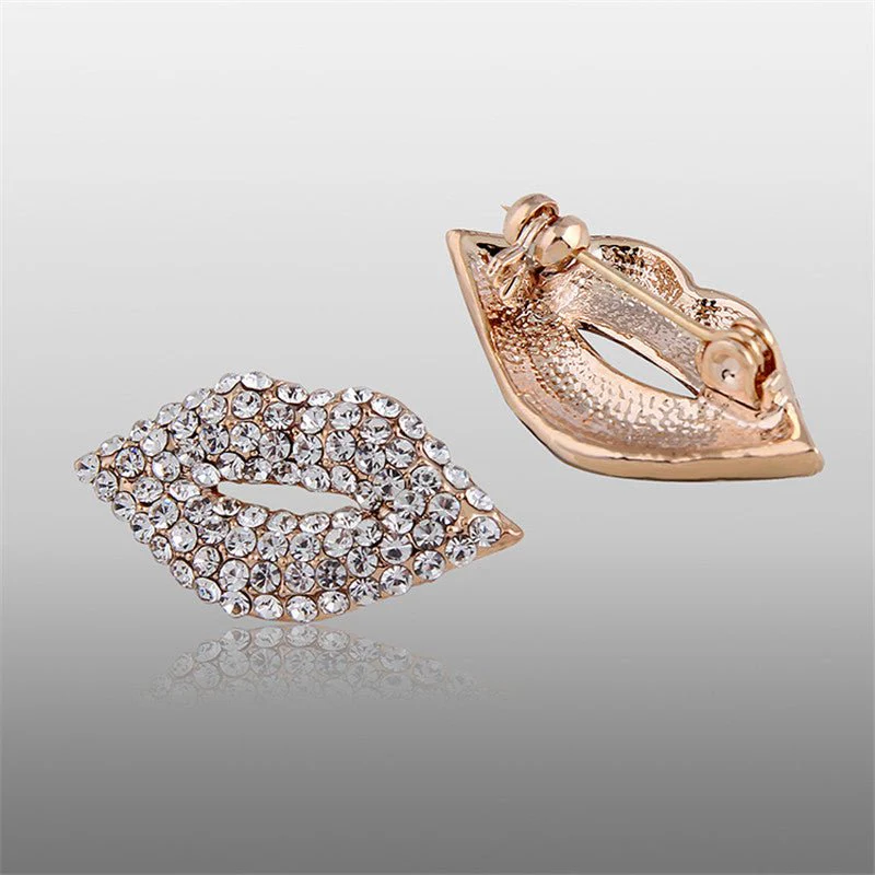 Diamond Kiss Lapel Pin | 0.9" Glam Rhinestone Gold Pin Brooch - Image 5