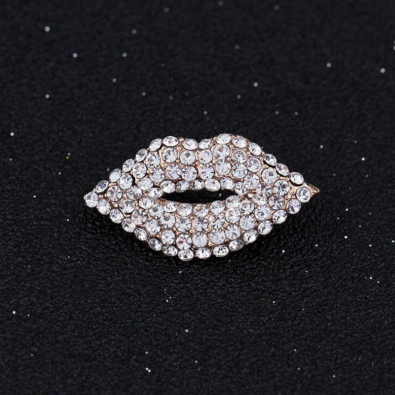 Diamond Kiss Lapel Pin | 0.9" Glam Rhinestone Gold Pin Brooch - Image 6