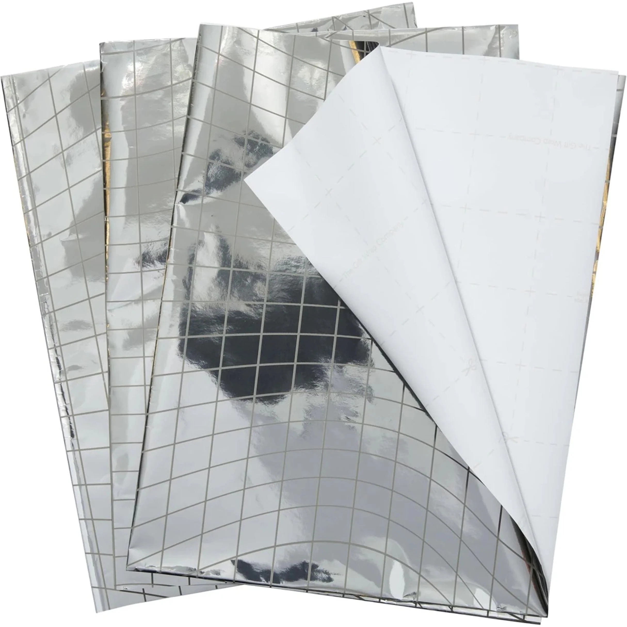 Disco Ball Silver Wrapping Paper Sheets 3-Pack | Grid Cut Gift Wrap | Eco-Friendly Kraft Paper