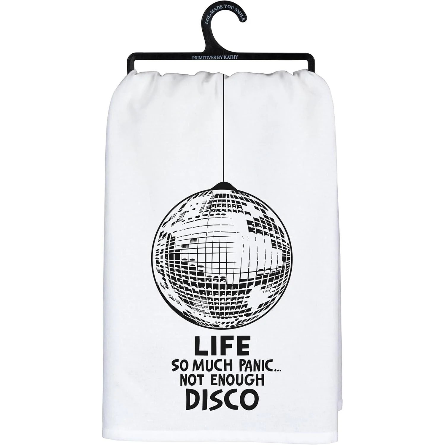 Life So Much Panic…Not Enough Disco Kitchen Towel | Funny Disco Ball Cotton Tea Towel - Image 2