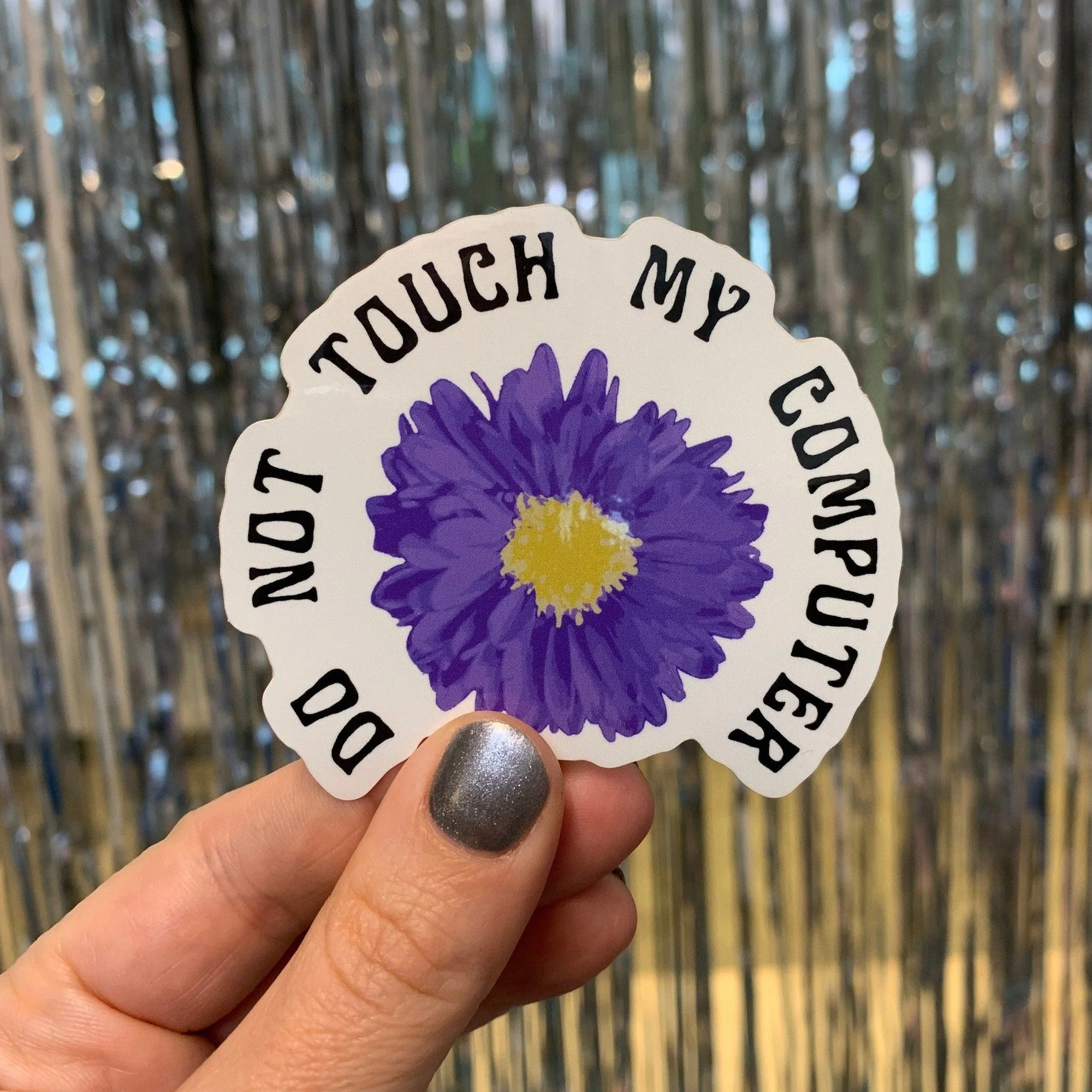 Do Not Touch My Computer Glossy Die Cut Vinyl Sticker 3in x 2.63in - Image 3