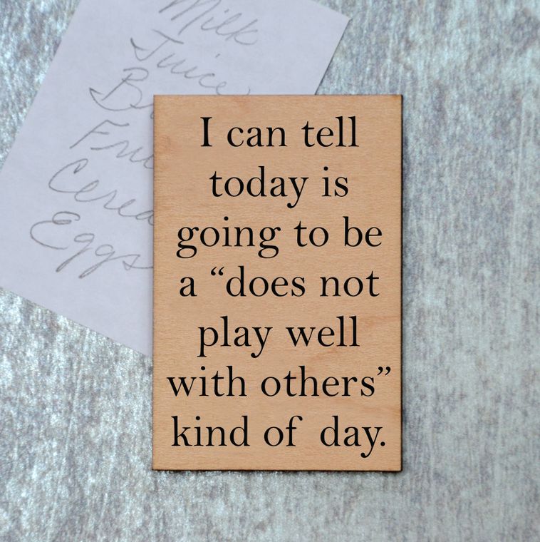 Does Not Play Well With Others Funny Wood Refrigerator Magnet | 2" x 3" - Image 2