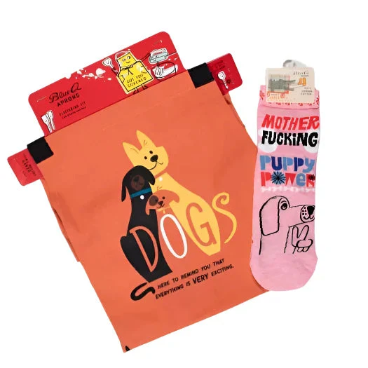 Dogs. Here To Remind You That Everything Is Exciting Funny Cooking and BBQ Apron Unisex 2 Pockets Adjustable Strap 100% Cotton | BlueQ at GetBullish - Image 4