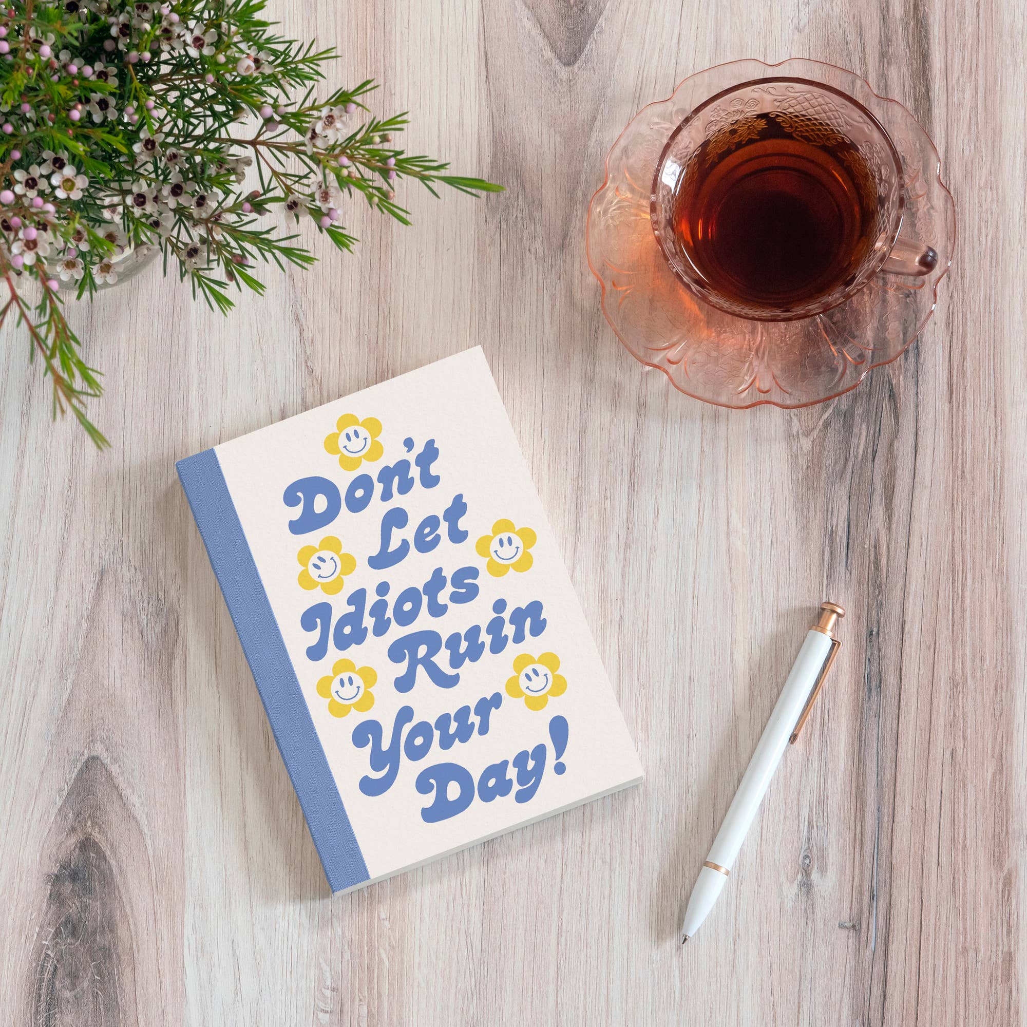Don't Let It Ruin Your Day Artisan Notebook | Smiley Flower Compact-sized Journal | 208 Lined Pages - Image 2