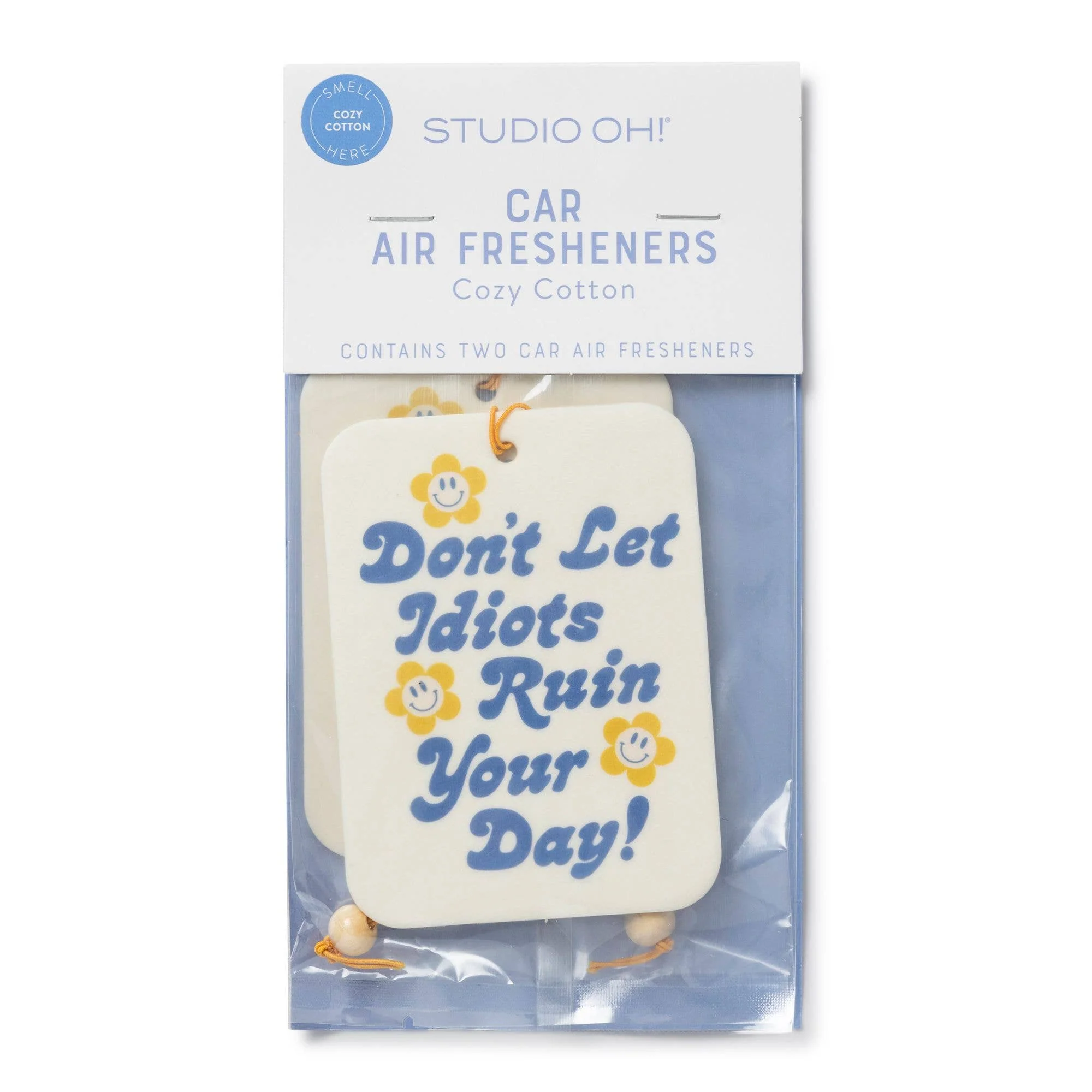 Don't Let It Ruin Your Day Car Air Freshener Set Of 2 | Smiley Flower Cozy Cotton Scent Diffuser Deodorizer Set - Image 2
