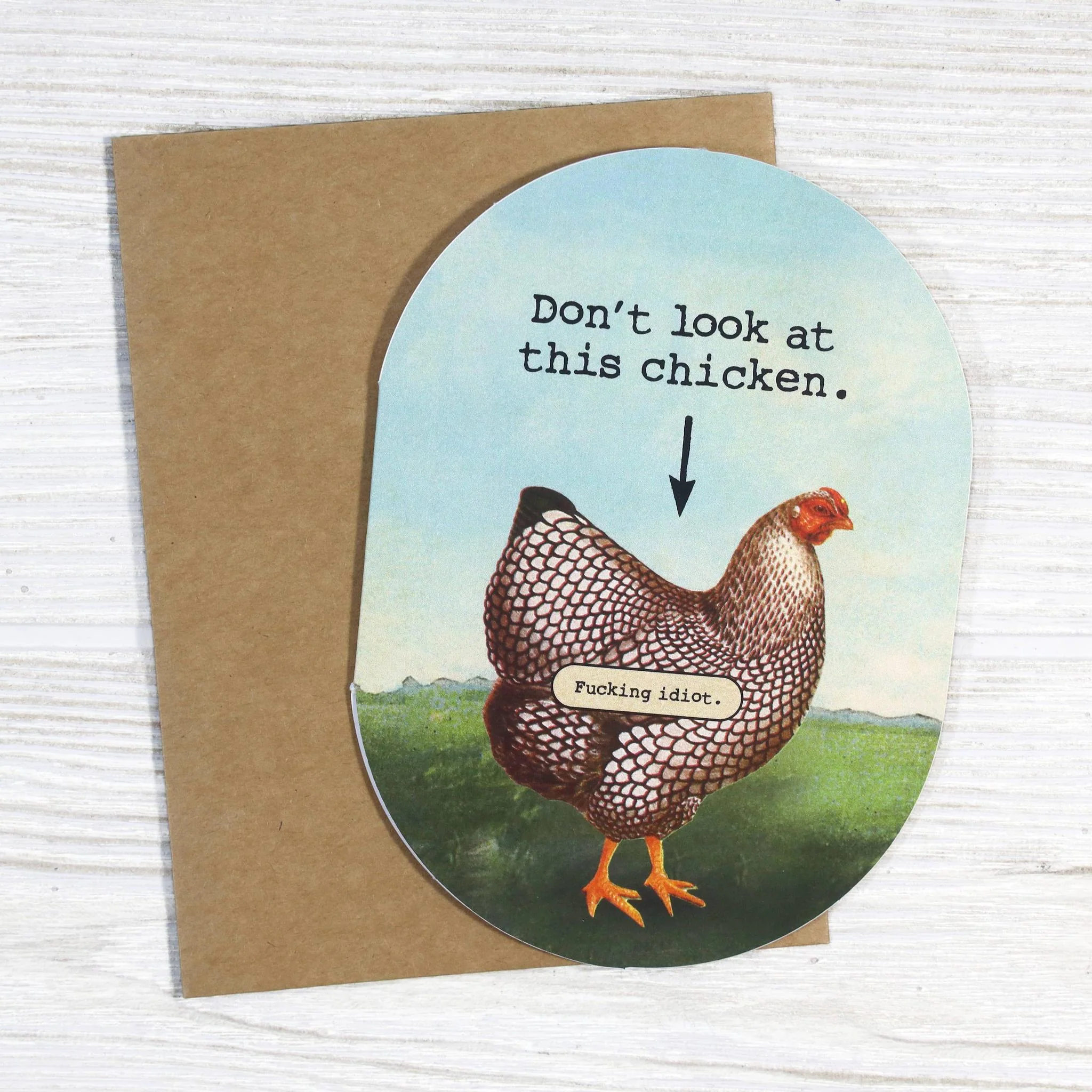Don't Look at This Chicken Sarcastic Vintage Card | Blank Card - Image 2