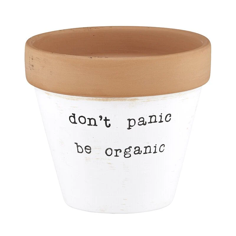Don't Panic Be Organic Clay Pot Planter - Image 3