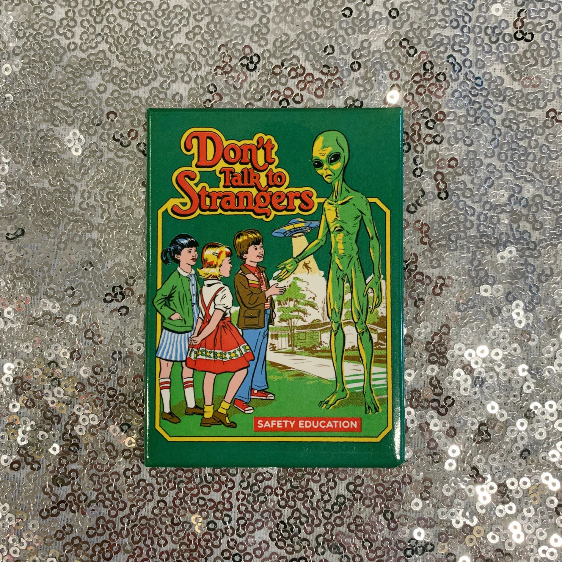 Don't Talk To Strangers Magnet | '80s Children's Book Style Satirical Art by Steven Rhodes | 2.5" X 3.5" - Image 3
