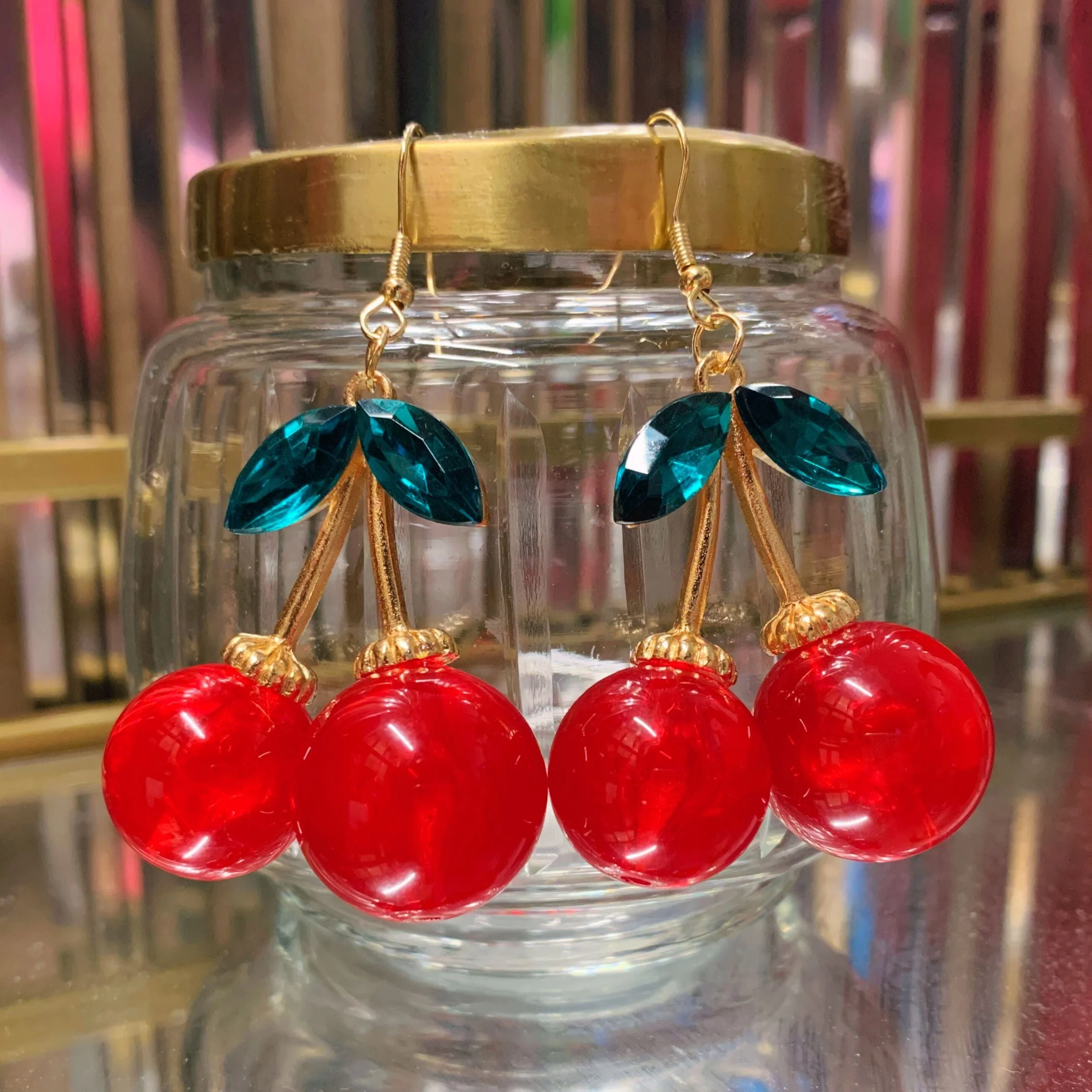 Double Cherries Rockabilly Earrings | 2.5" long - Image 5