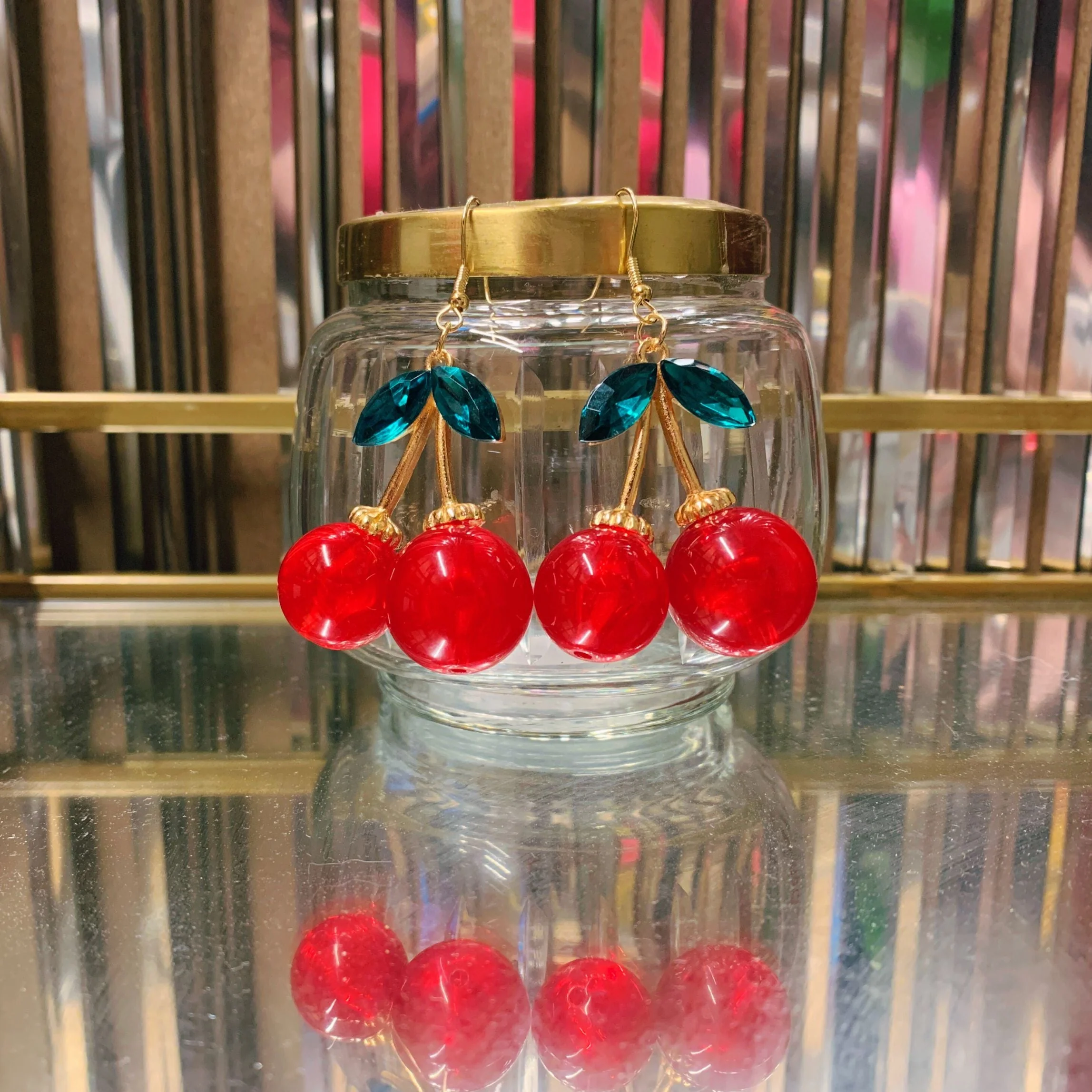 Double Cherries Rockabilly Earrings | 2.5" long - Image 6