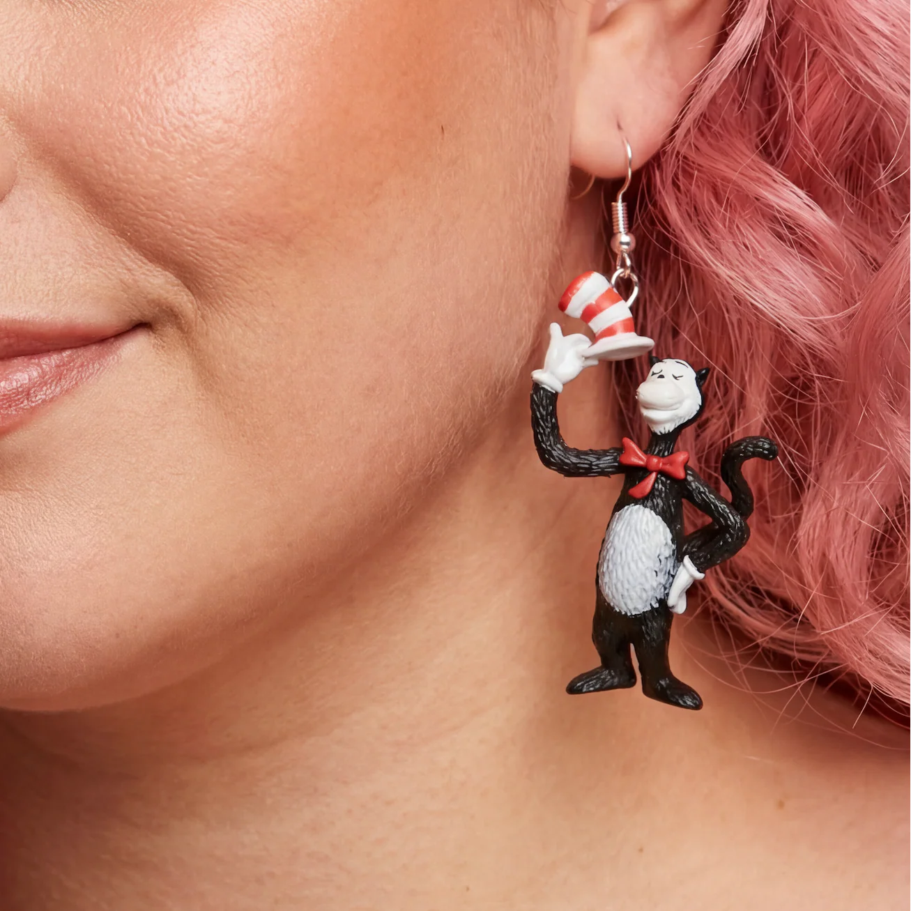 Dr. Seuss The Cat in the Hat Earring | Cat and Fish Dangle Earrings - Image 5