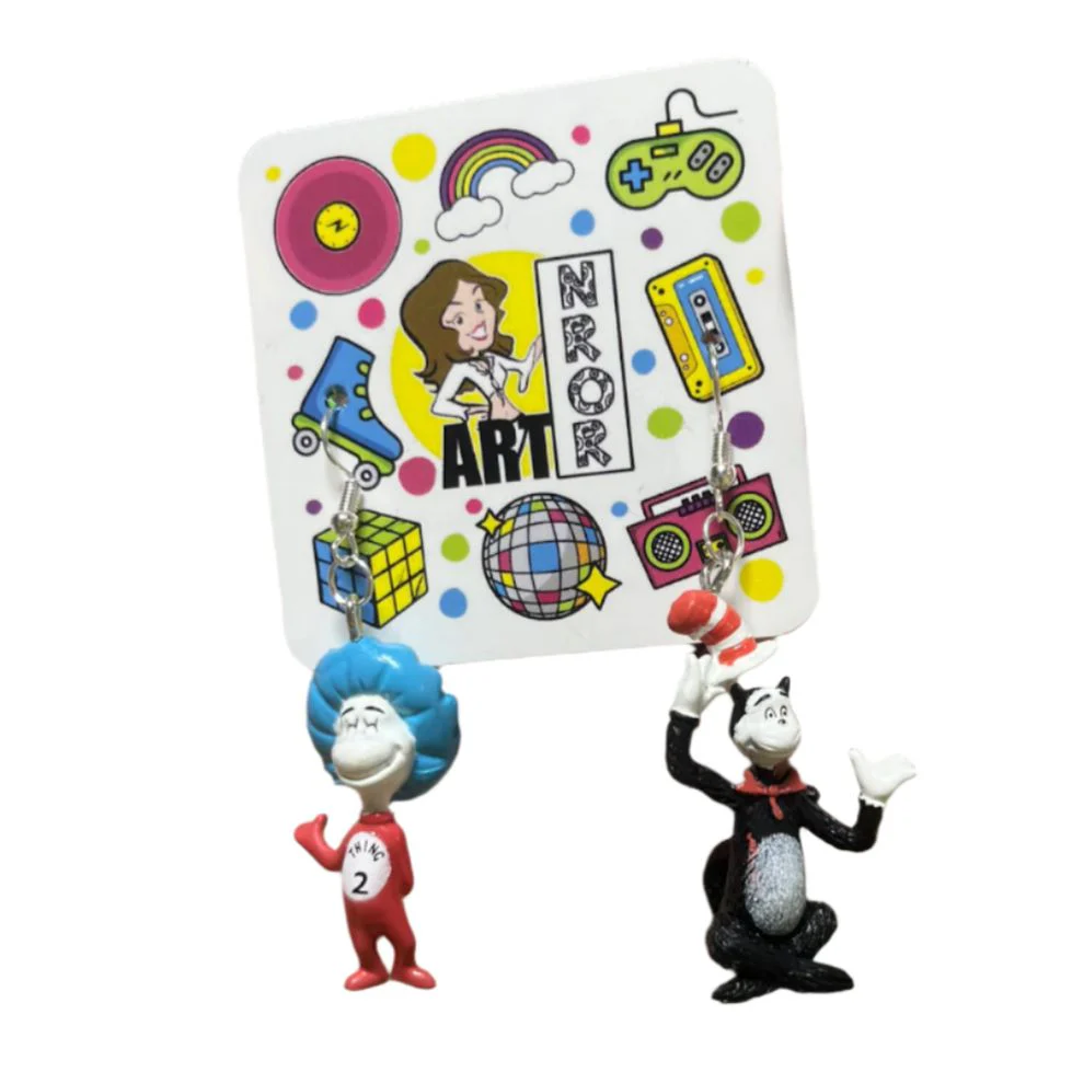 Dr. Seuss - The Cat in the Hat and Thing 2 Earrings | Dangle Fashion Jewelry - Image 3