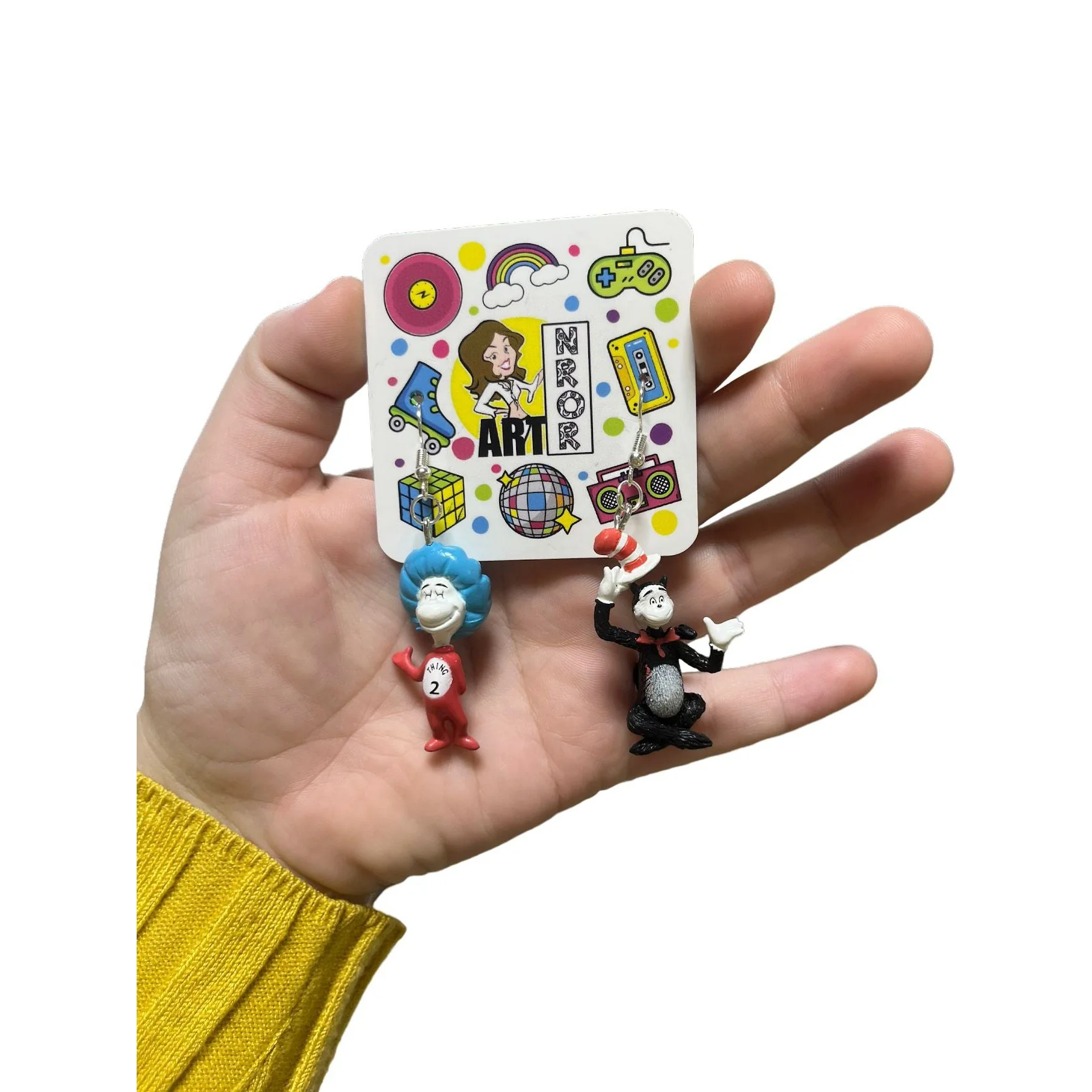 Dr. Seuss - The Cat in the Hat and Thing 2 Earrings | Dangle Fashion Jewelry - Image 5