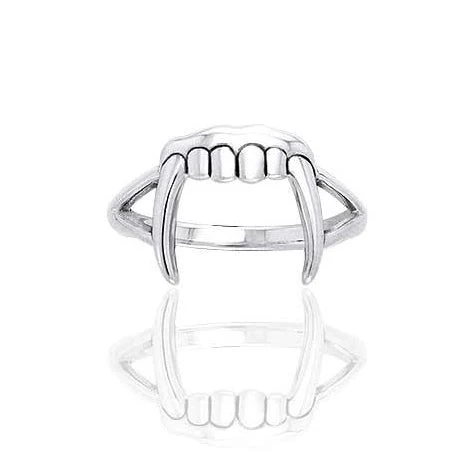Dracula's Bite Vampire Fangs Teeth Sterling Silver Ring - Image 2