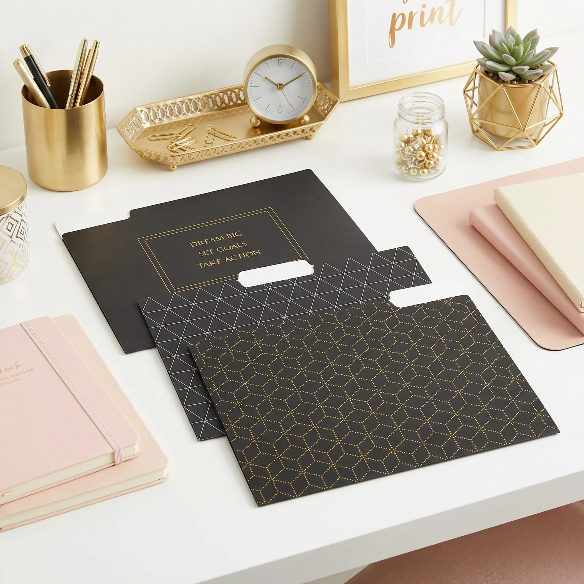 Dream Big File Folder Set in Black | 6 File Folders in Motivational Designs - Image 2
