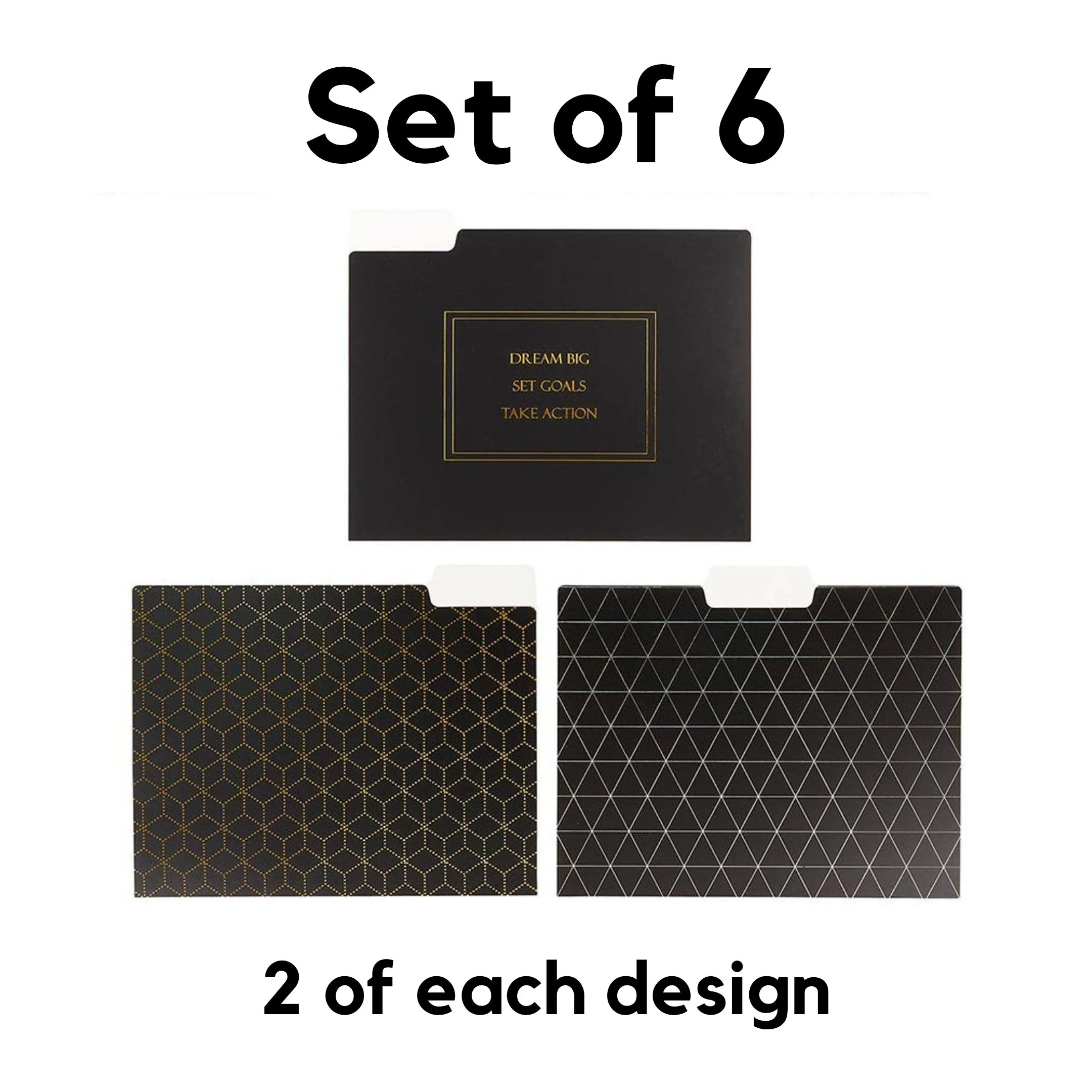 Dream Big File Folder Set in Black | 6 File Folders in Motivational Designs - Image 5