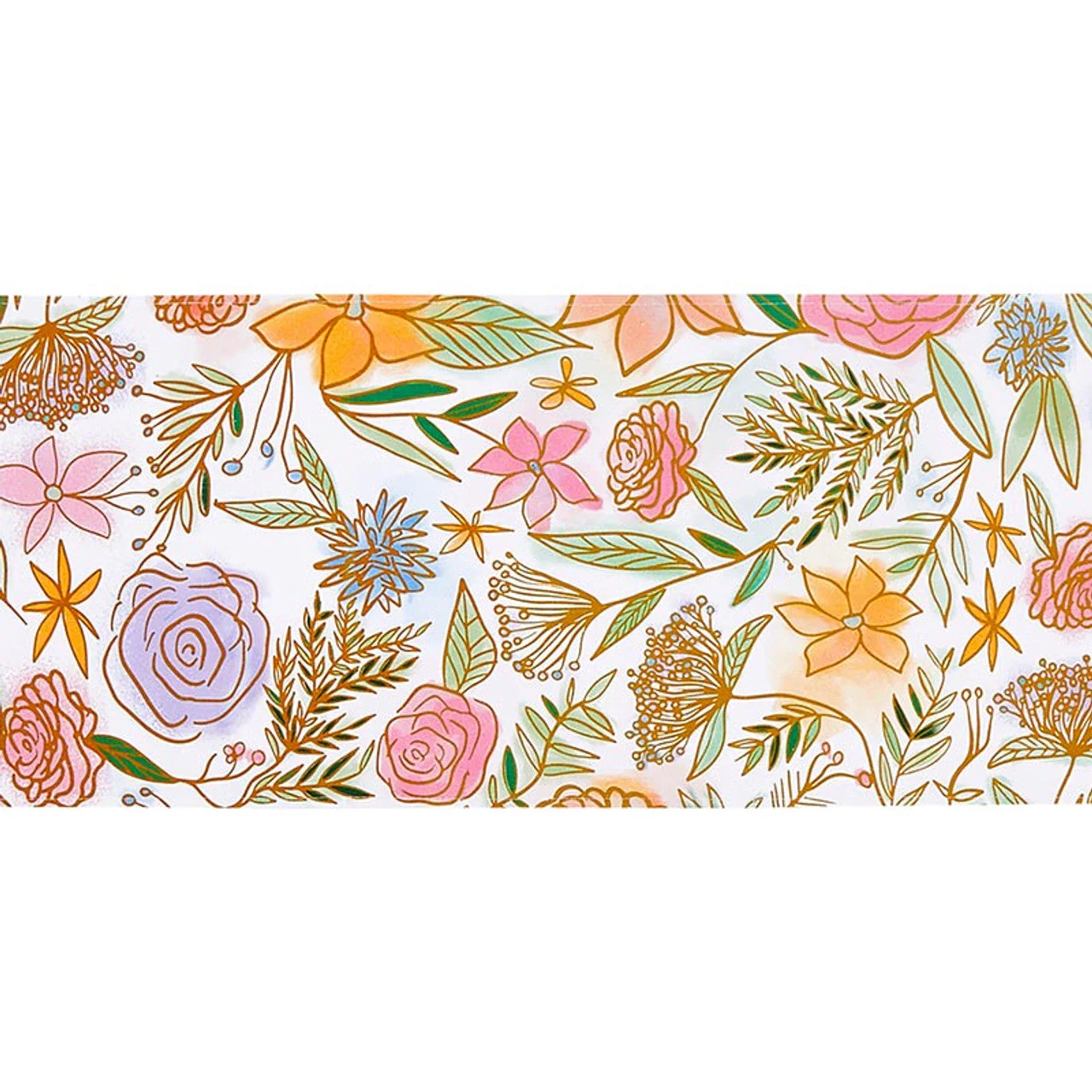Dried Flowers Fabric Table Runner | Floral Design Cotton Table Mat | 13" x 70" - Image 2