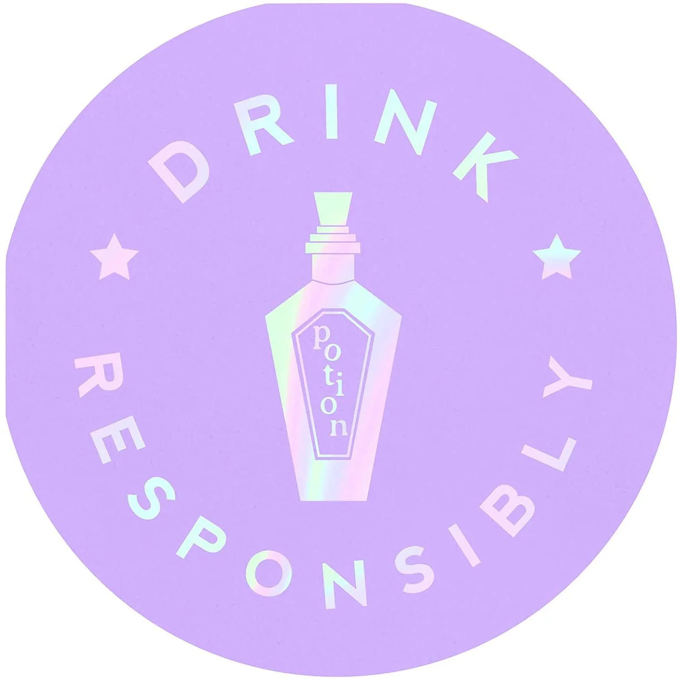 Drink Responsibly Silver Iridescent Potion Round Party/Beverage/Cocktail Napkins