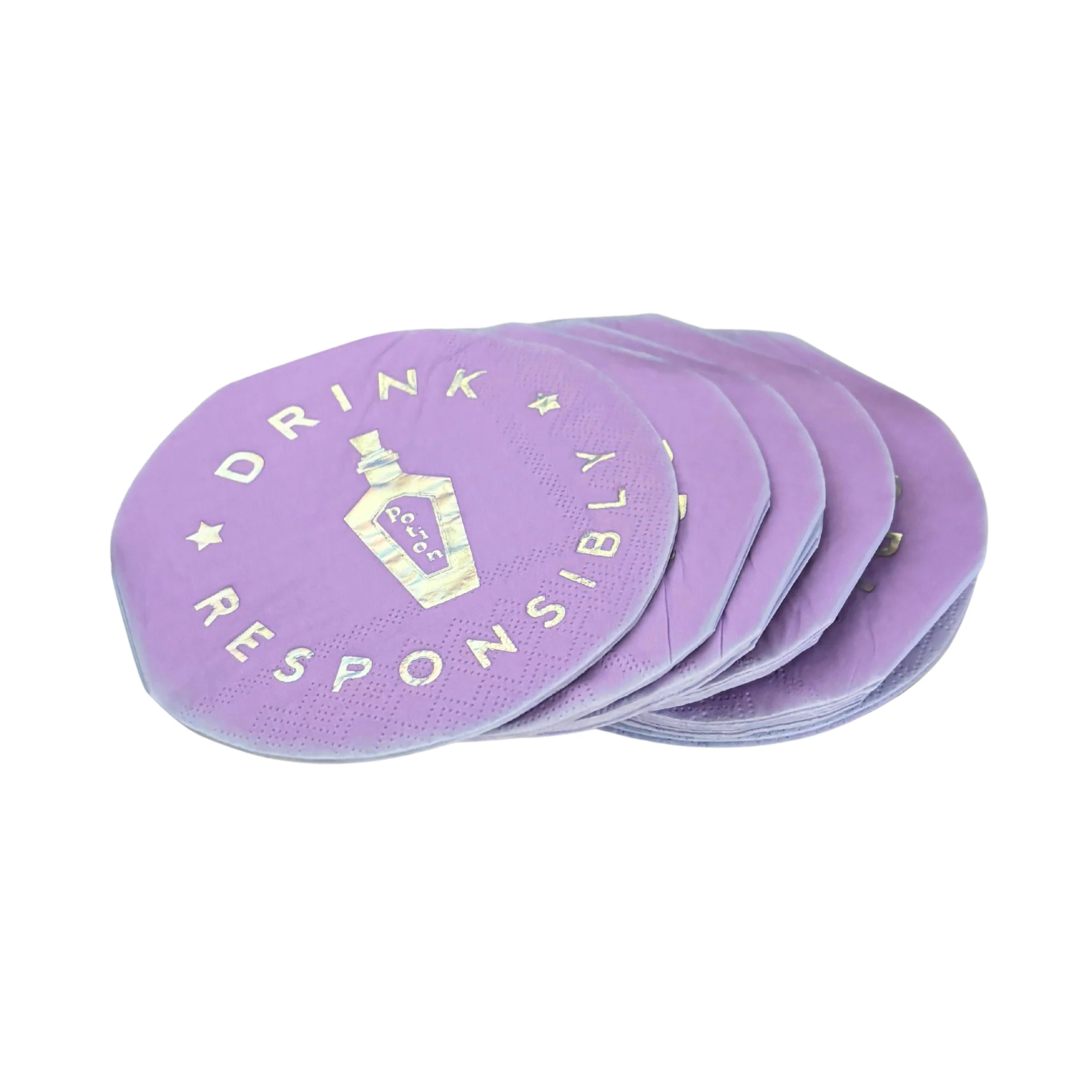 Drink Responsibly Silver Iridescent Potion Round Party/Beverage/Cocktail Napkins - Image 9