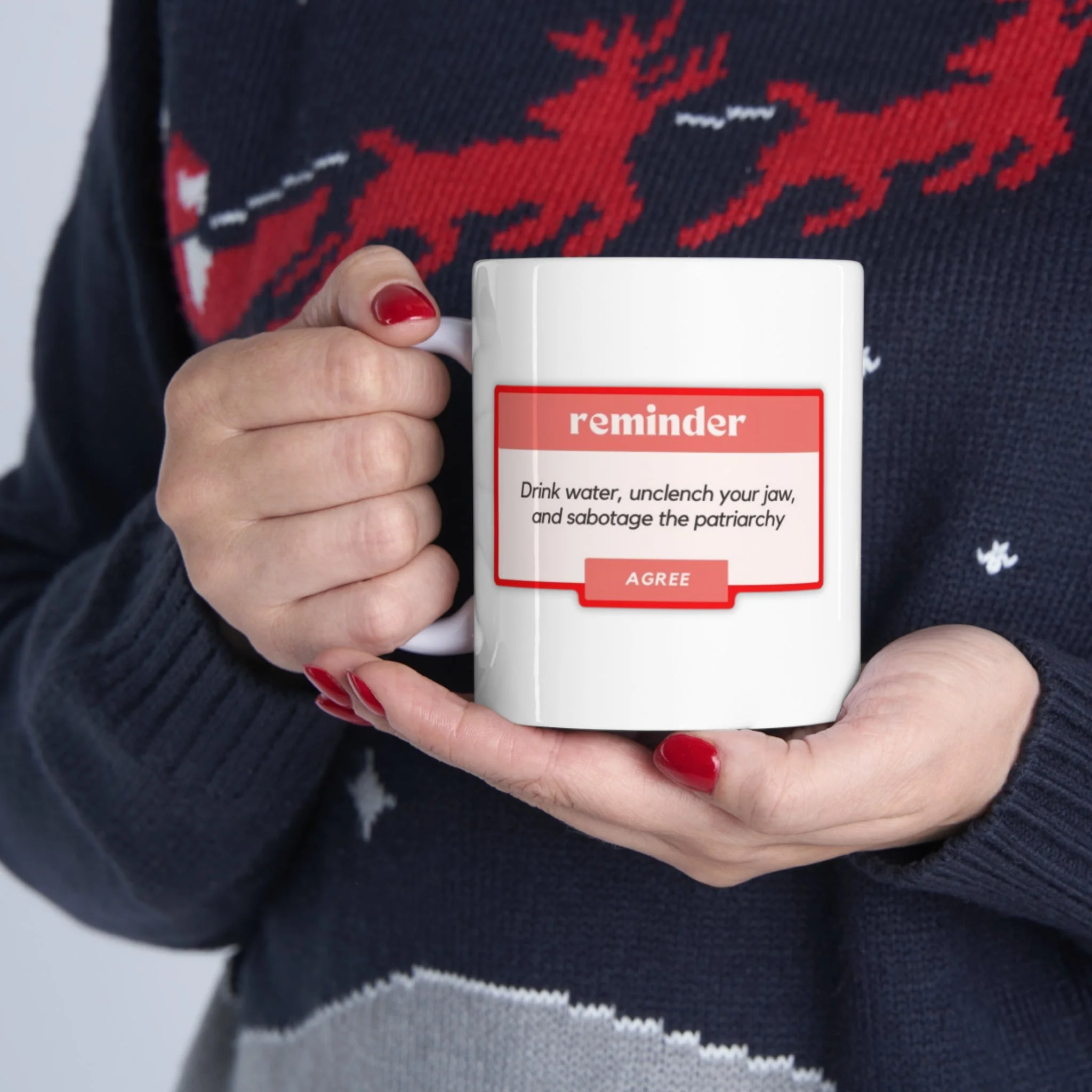 Drink Water, Unclench Your Jaw, and Sabotage the Patriarchy Ceramic Mug 11oz - Image 11