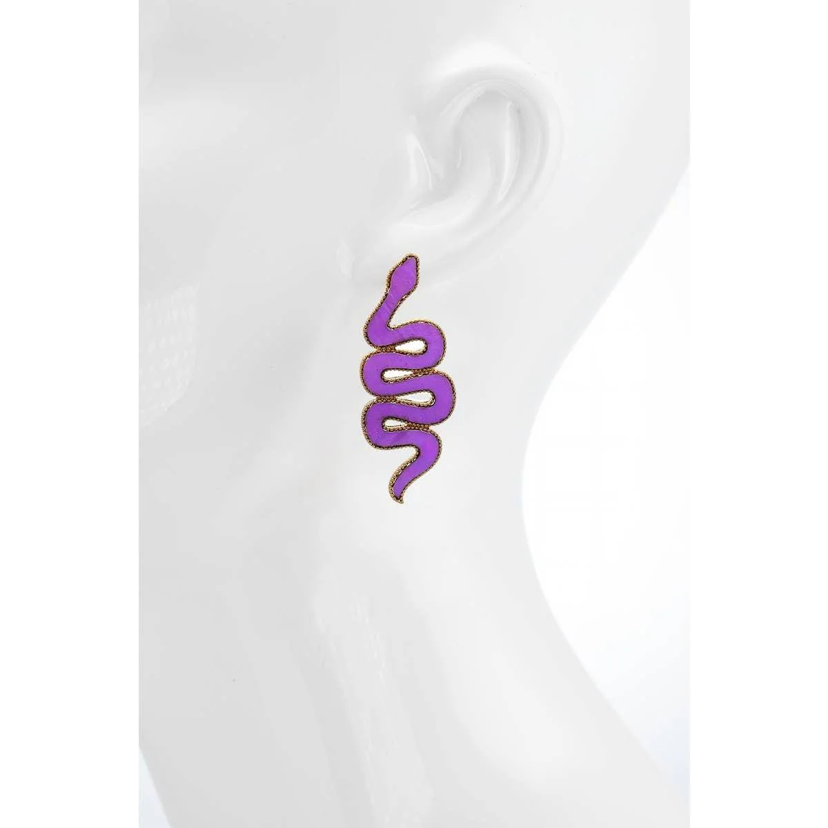 Purple Snake Statement Earrings in Deadly Violet - Image 2