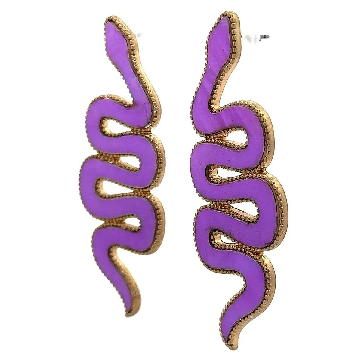 Purple Snake Statement Earrings in Deadly Violet - Image 3