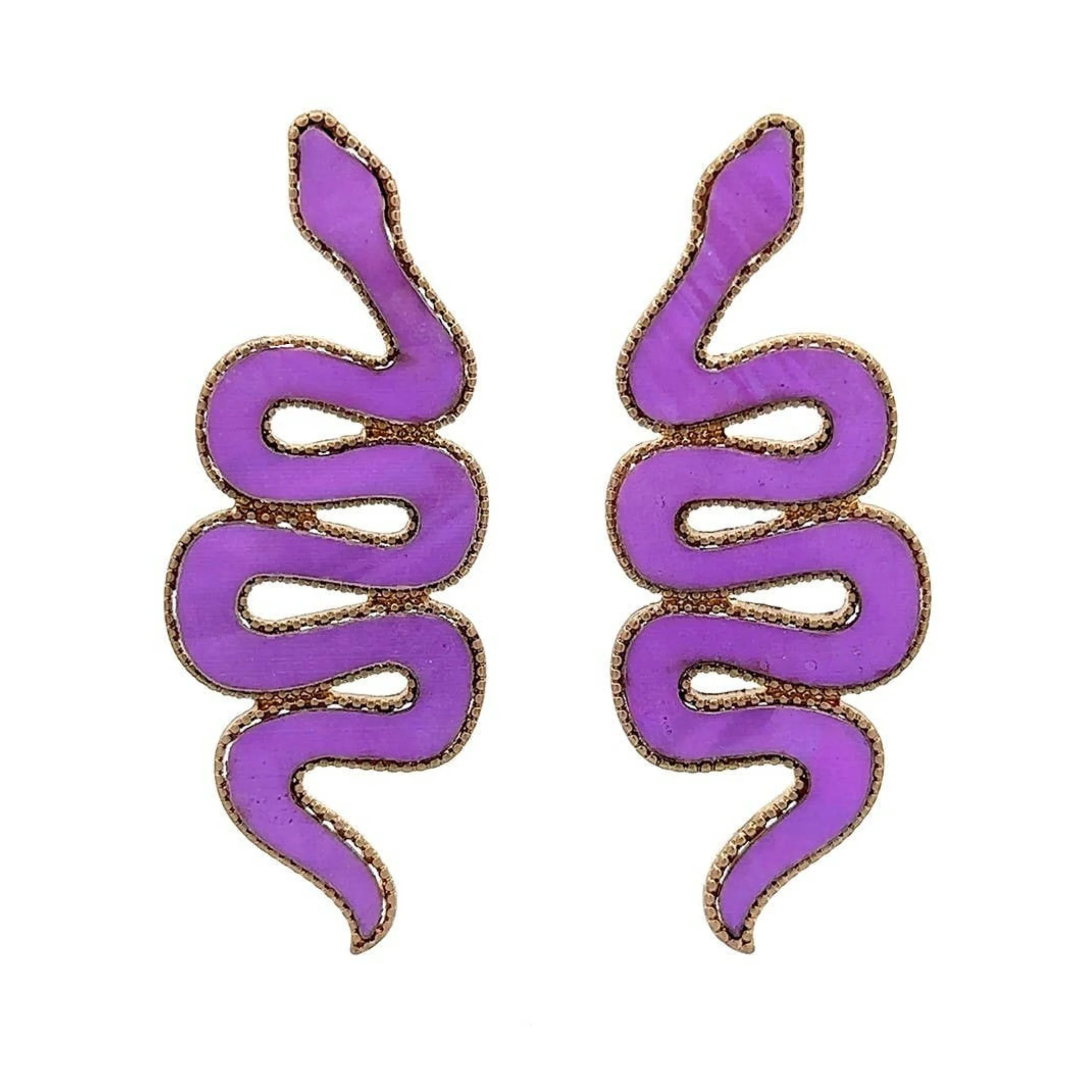 Purple Snake Statement Earrings in Deadly Violet - Image 9