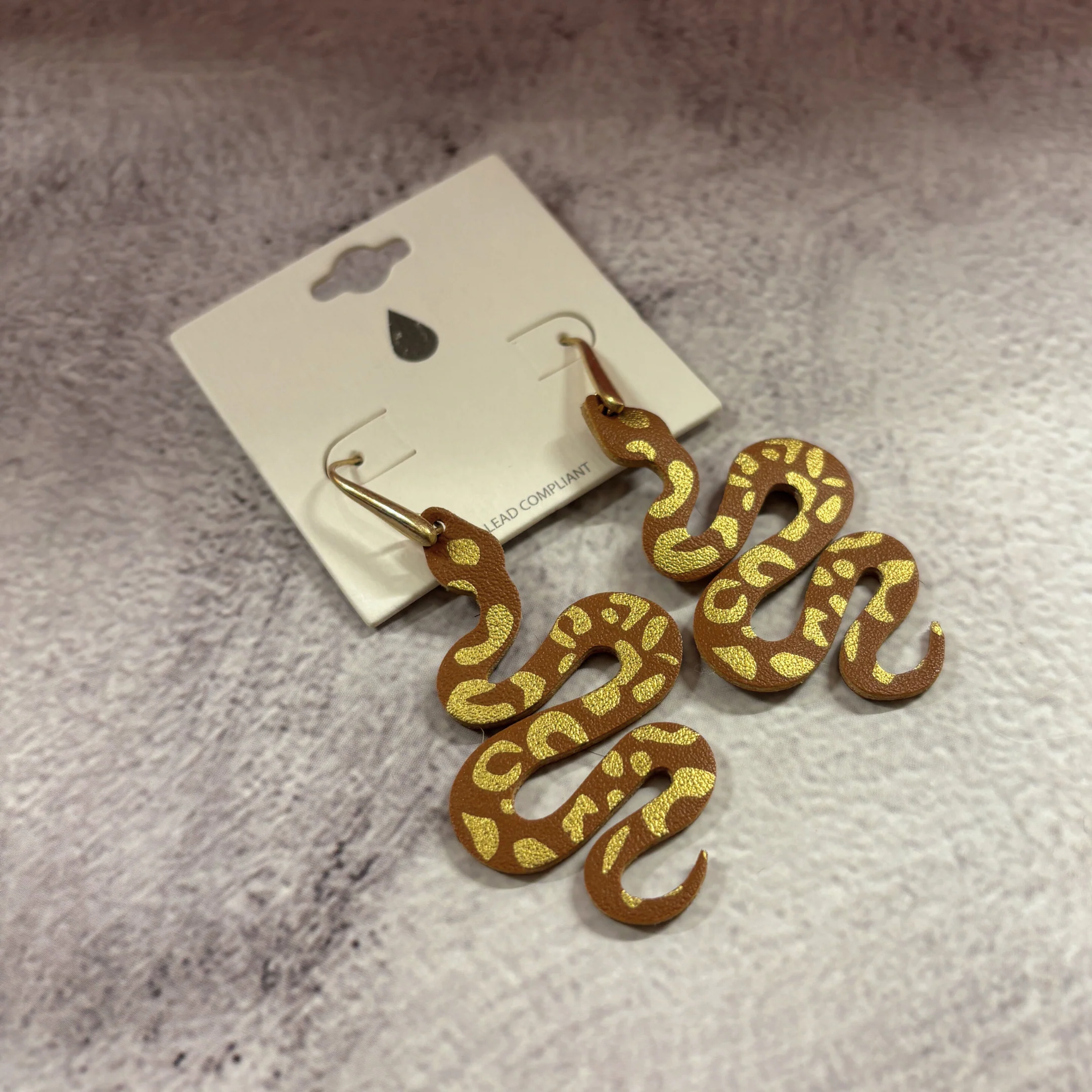 Snake Hook Dangle Statement Earrings | Brown and Jet Black Serpent Earrings - Image 13