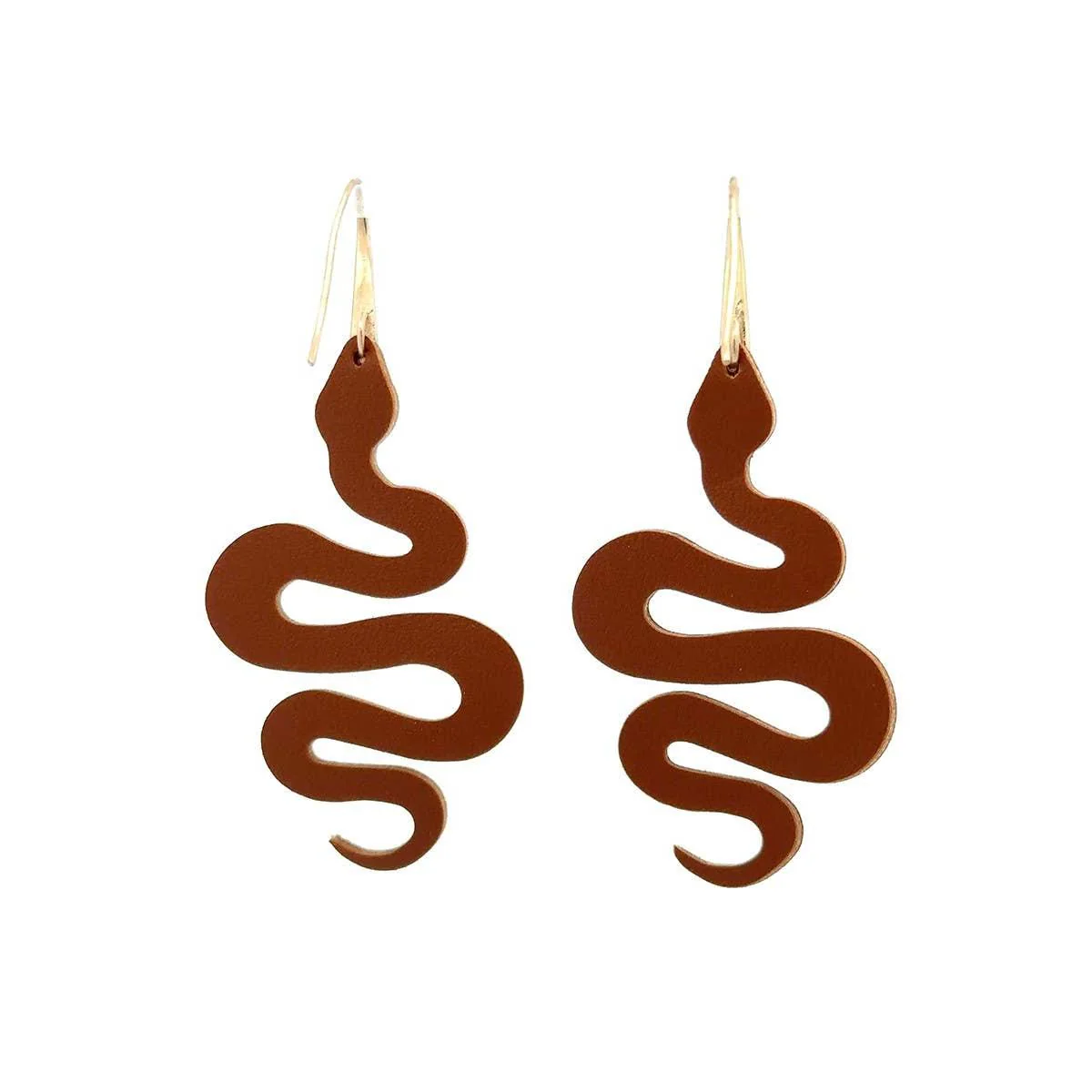 Snake Hook Dangle Statement Earrings | Brown and Jet Black Serpent Earrings - Image 9