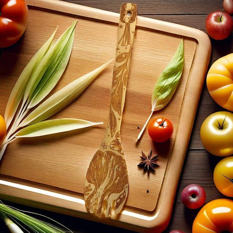 Eat Your Greens Witch Witchy Bamboo Salad Server Set | Engraved Eco-Friendly Utensils | Serving Spoon and Fork - Image 11