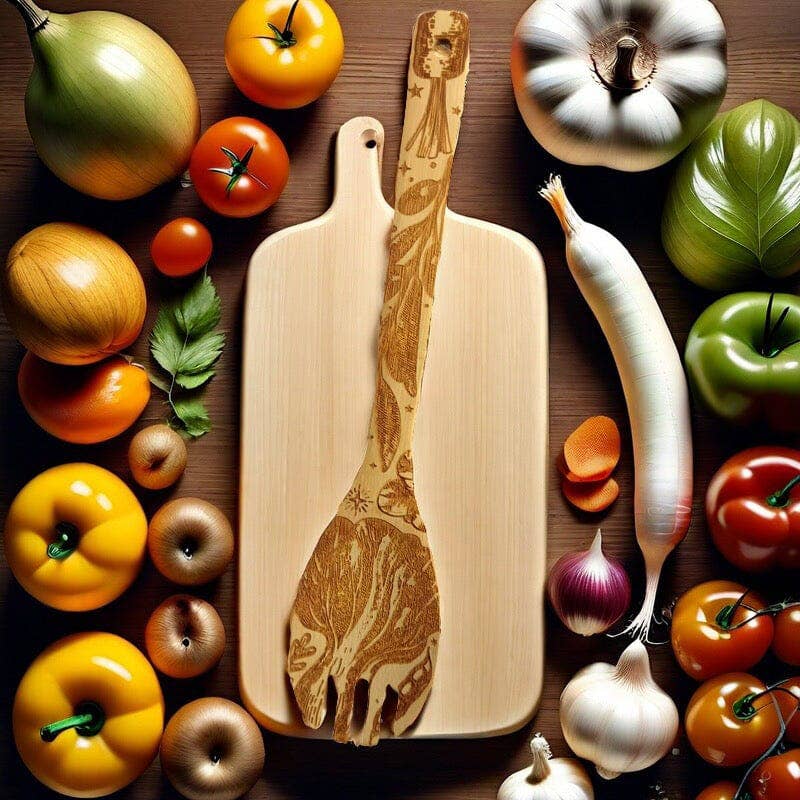 Eat Your Greens Witch Witchy Bamboo Salad Server Set | Engraved Eco-Friendly Utensils | Serving Spoon and Fork - Image 12