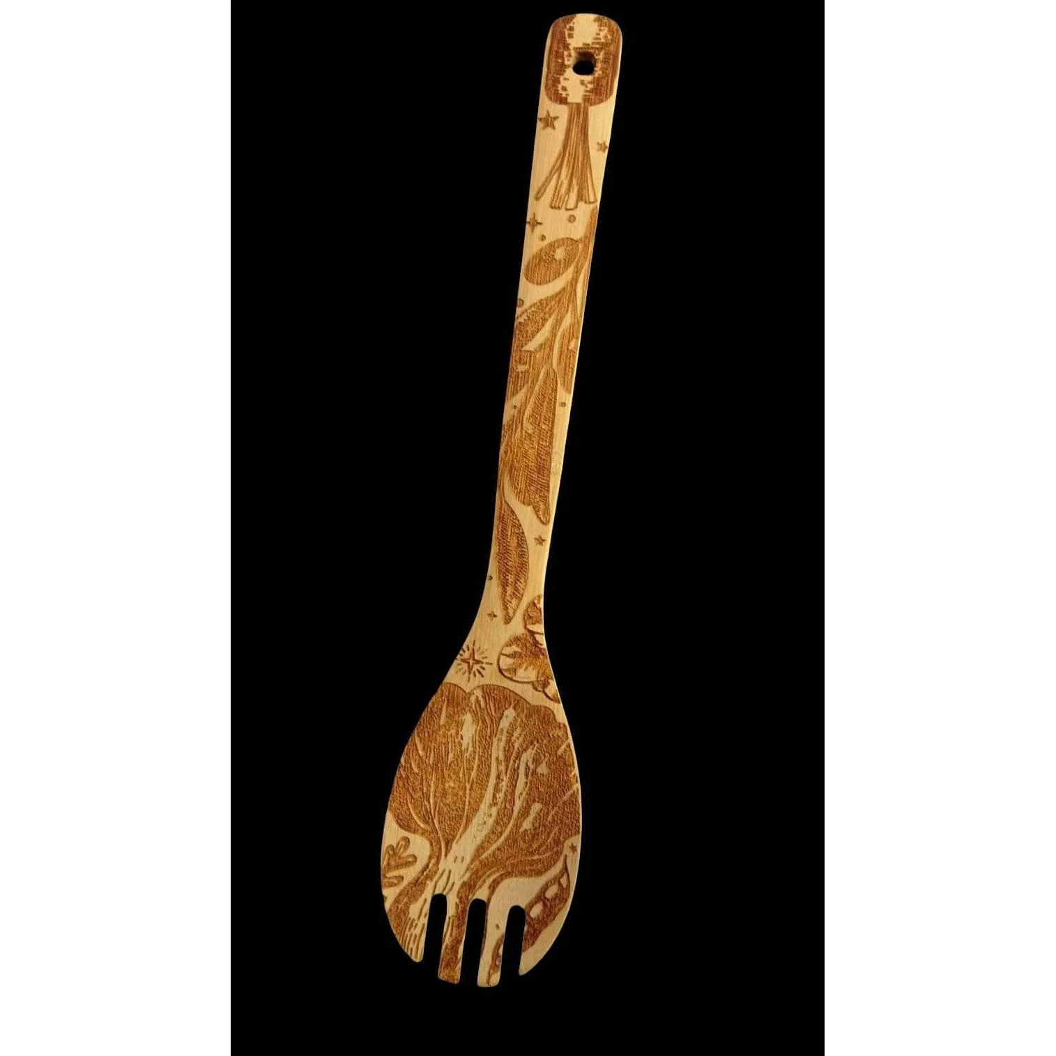 Eat Your Greens Witch Witchy Bamboo Salad Server Set | Engraved Eco-Friendly Utensils | Serving Spoon and Fork - Image 8