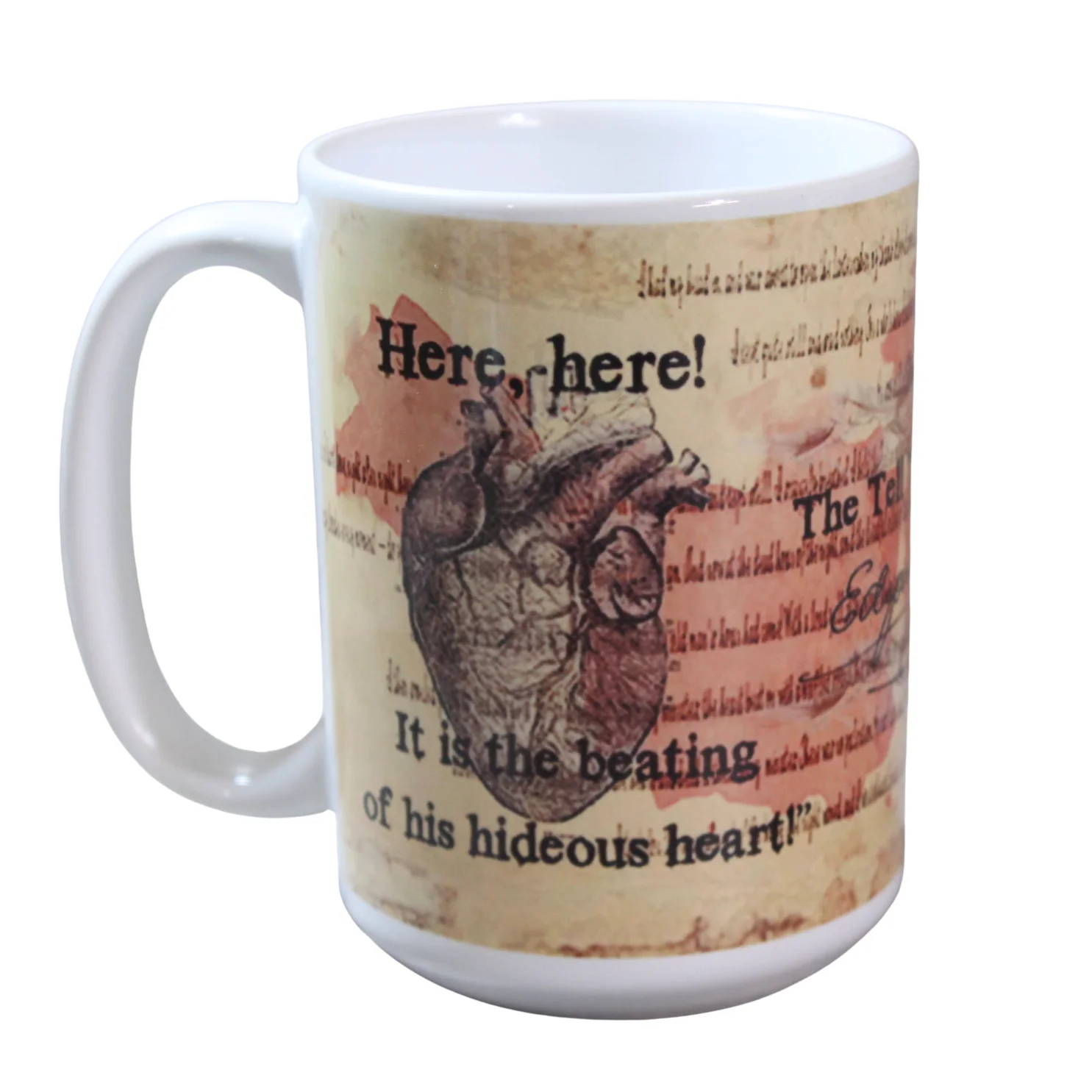 Edgar Allen Poe's Telltale Heart Ceramic Coffee Mug | 15oz.