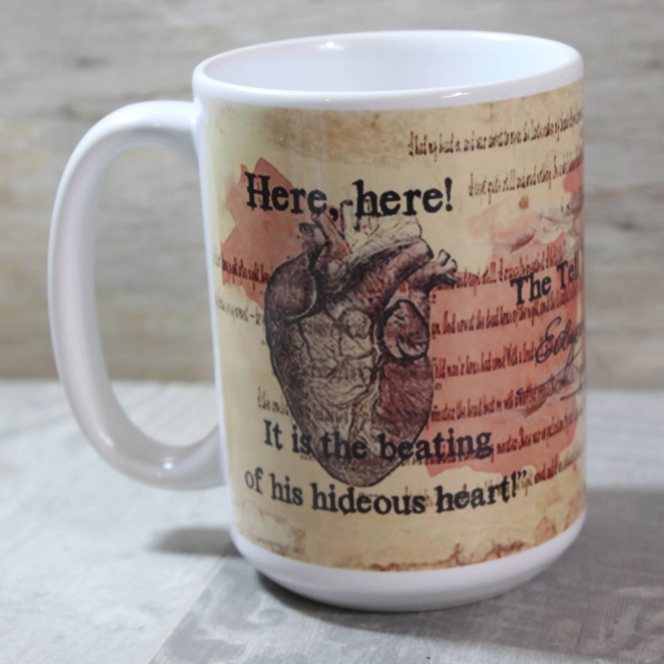 Edgar Allen Poe's Telltale Heart Ceramic Coffee Mug | 15oz. - Image 2